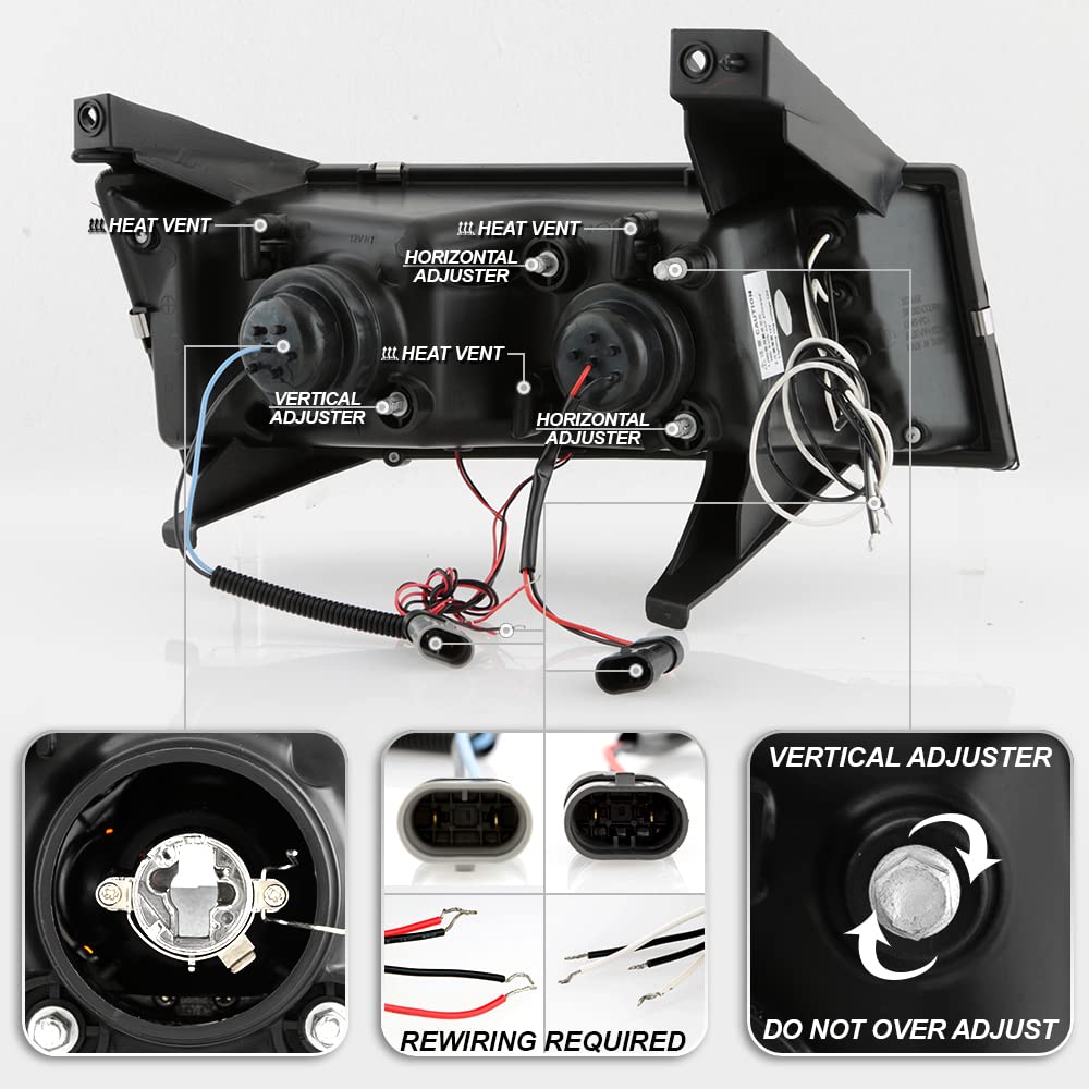 ACANII LED DRL Dual Halo Black Housing Projector Headlights for 2004-2012 Chevy Colorado & GMC Canyon - Upgrade Your Truck's Style & Night Visibility for Off-Roading & Daily Driving