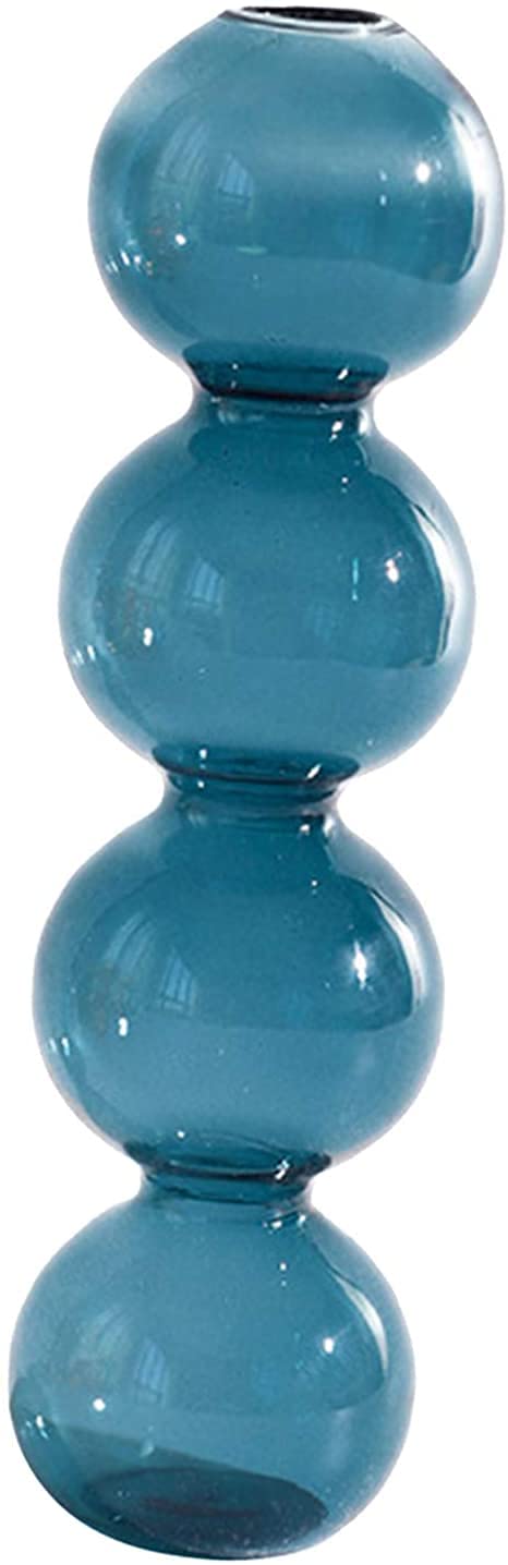Blue Glass Flower Vase - 4 Ball Decorative Plant Container for Home Office Desk, Wedding Centerpiece, Birthday Gift & Party Decorations (Perfect for Fresh Flowers, Succulents, and Home Décor)