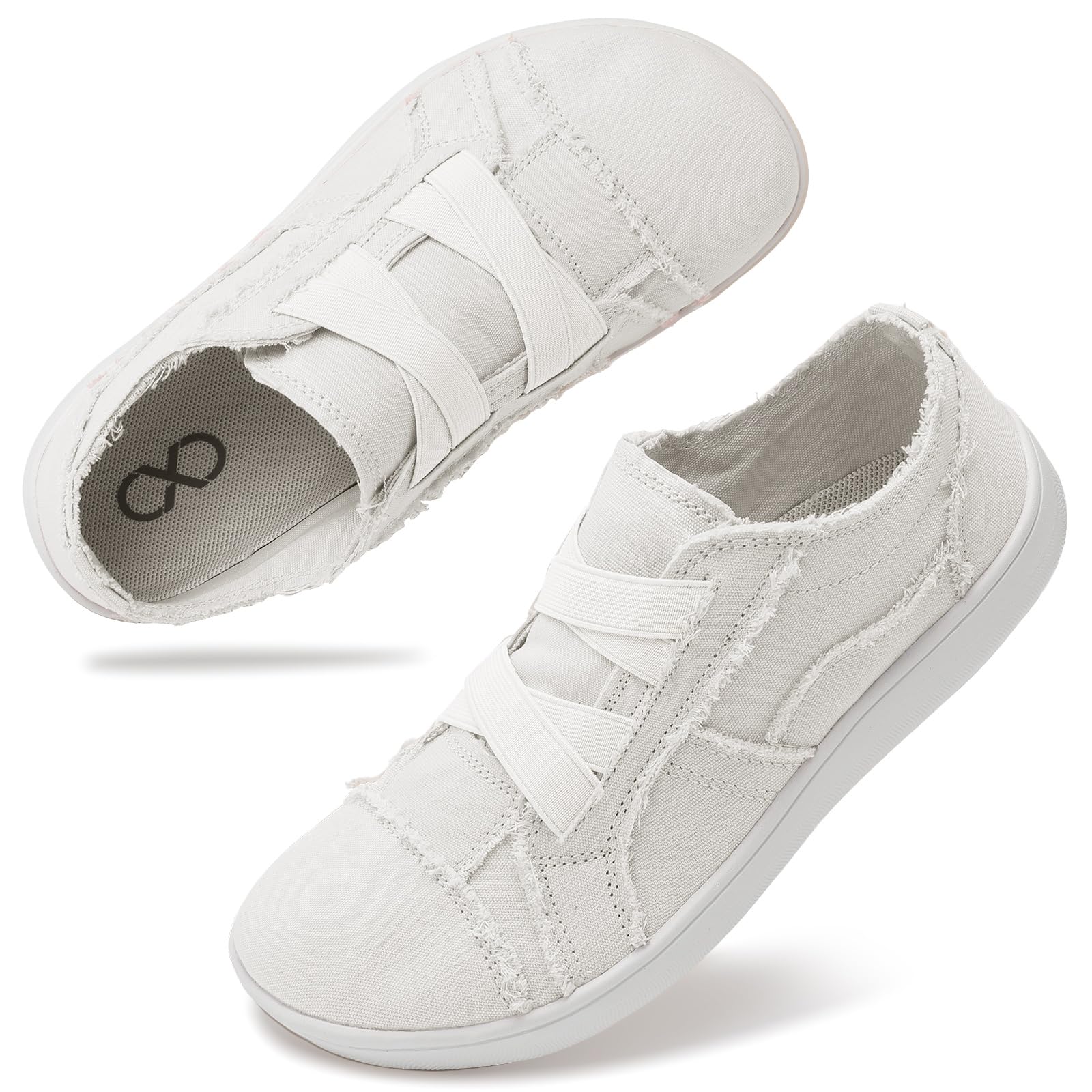 XIHALOOK Women's Canvas Slip-On Walking Shoes - Wide Toe Barefoot Sneakers, Zero Drop Minimalist Loafers for Casual Wear, Travel & Outdoor Activities