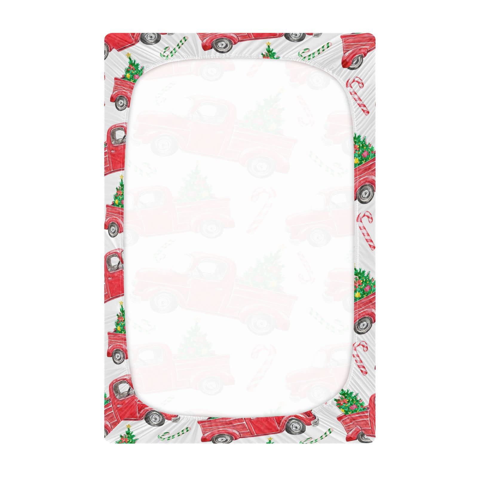 Christmas Red Truck Crib Sheets for Boys & Girls - Super Soft Pack and Play Sheets, Mini Crib Sheets & Fitted Crib Sheet (39x27IN) for Standard Crib & Toddler Mattresses - Perfect for Nursery, Baby Shower Gifts & Holiday Decor