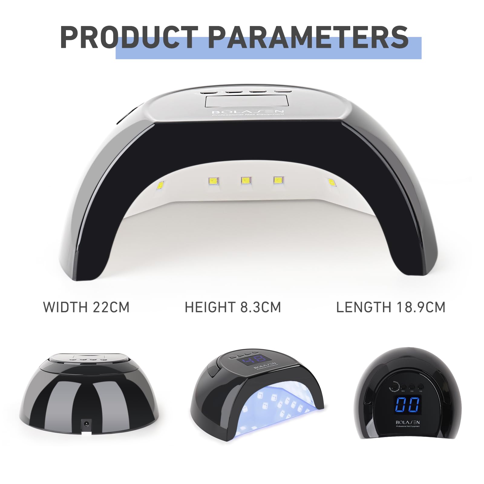 BOLASEN 80W UV LED Nail Lamp for Gel Polish - Professional Nail Dryer with Metal Base, 42 LED Lights, 4 Timer Settings & Auto Sensor | Perfect for Home & Salon Manicures | Great Gift for Women & Girls | i2 Plus (Plug-in Black)
