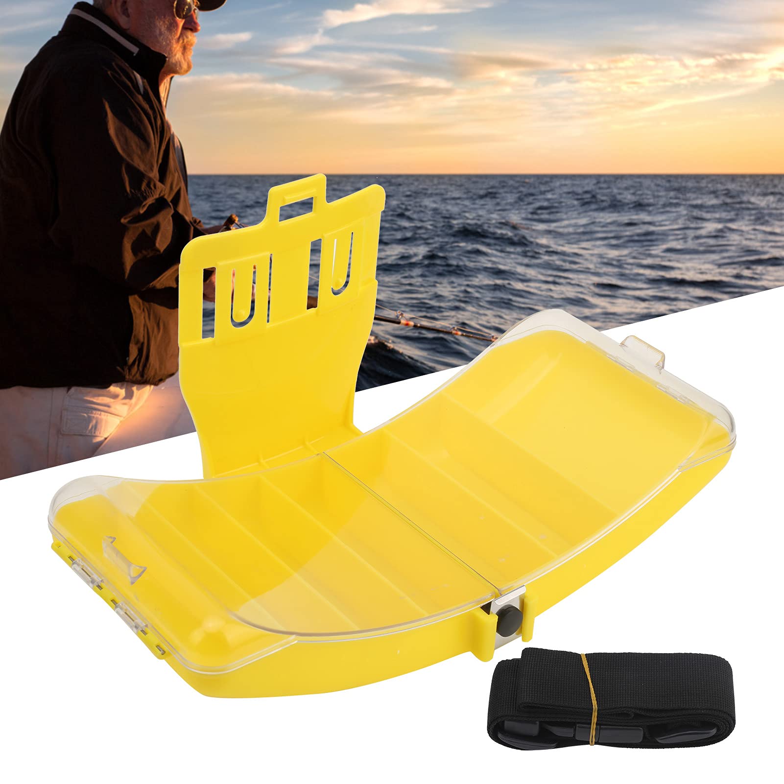 Ubersweet® Waterproof Fishing Tackle Box - Durable Chemical-Resistant Waist Pack for Saltwater & Freshwater Fishing (Yellow) - Perfect for Beach, Lake, and Boat Fishing Trips