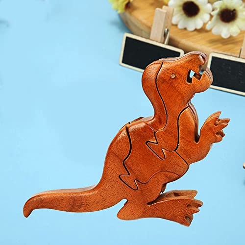 YOVQNMX Wooden Dinosaur Puzzle - Velociraptor Animal Wood Block Toy for Kids | Brain Teaser & Educational STEM Game | Birthday Gift for Boys & Girls | Fun Learning Activity for Preschool & Classroom