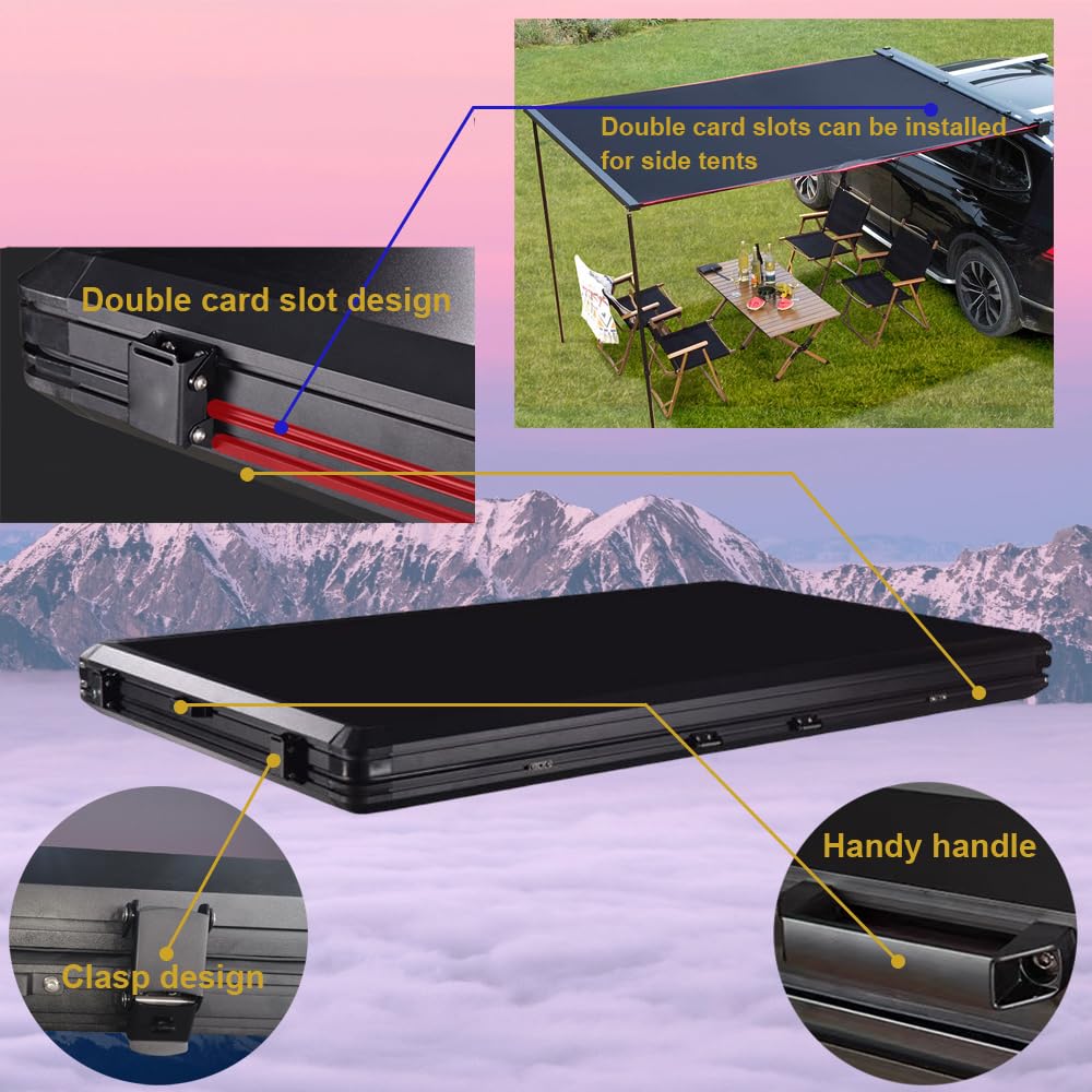 Hard Shell Rooftop Tent for Car Camping - Waterproof & Windproof 2-3 Person Roof Top Tent for Truck, SUV, Sedan | Easy Setup Teardrop Design for Overlanding & Road Trips | Durable Black Rooftop Camping Gear for Outdoor Adventures