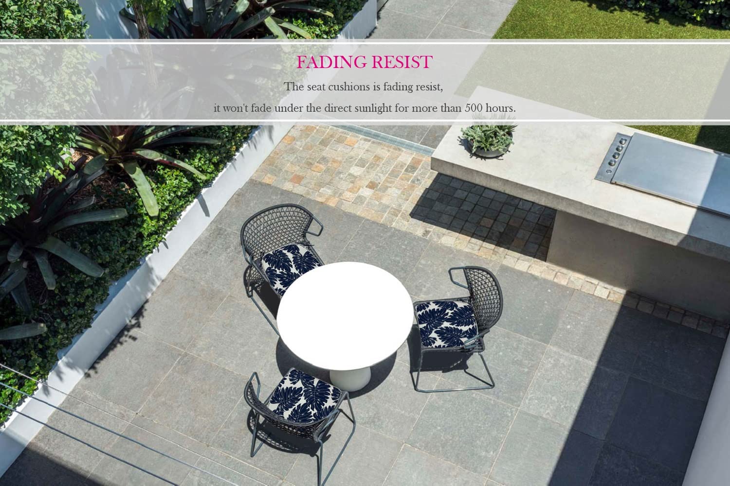 Premium Outdoor Chair Cushions Set of 2 - 16x17 Inch Water-Resistant Navy Blue U-Shaped Patio Seat Cushions with Secure Ties - Perfect for Garden, Deck, Balcony & Home Office Furniture (Weatherproof & Comfortable)