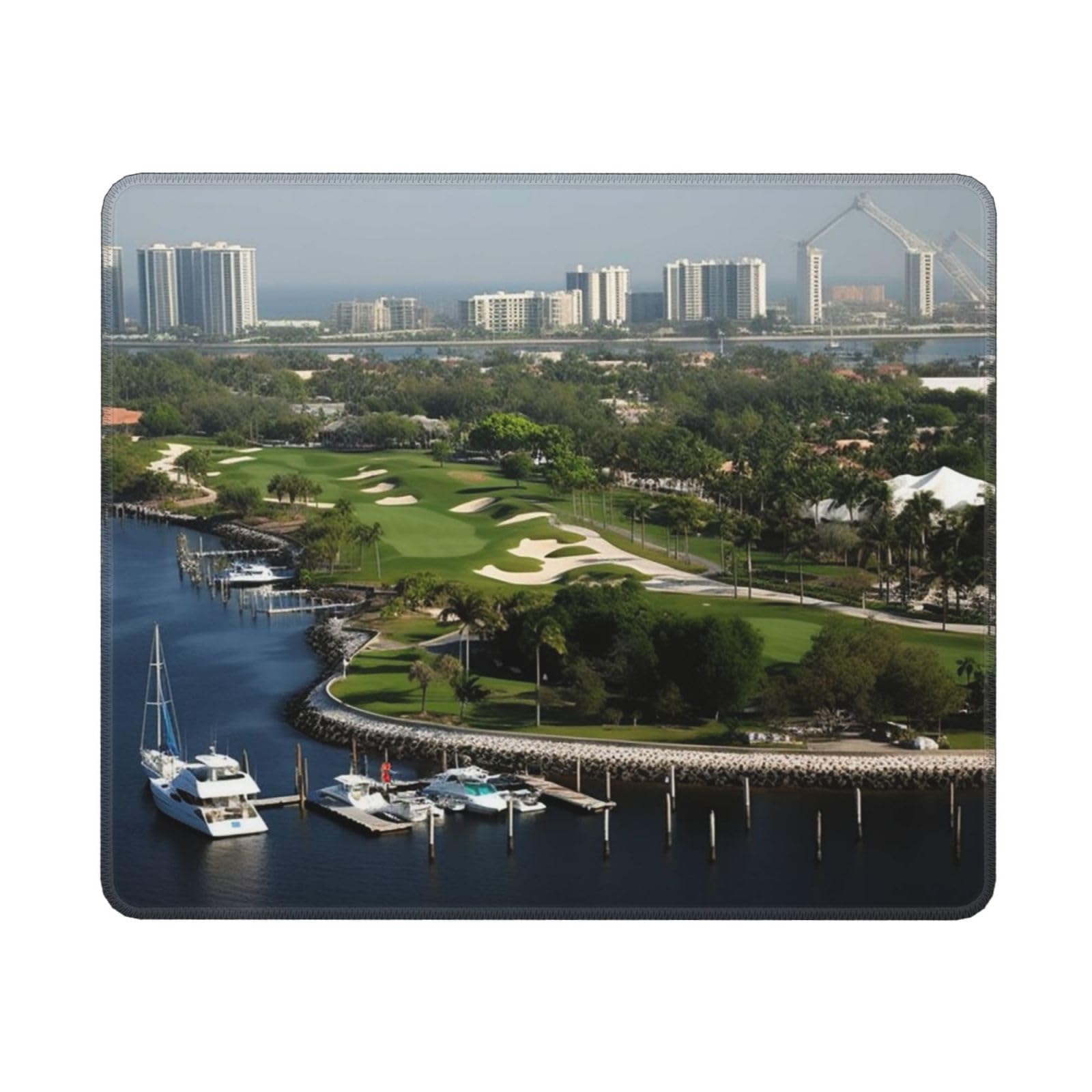 Non-Slip Rubber Base Mouse Pad with Stitched Edge - Premium Gaming & Office Mouse Mat for Wireless Mouse, Computer, Laptop - Perfect for Home Office, Gaming Setup, Golf & Yacht Club Enthusiasts