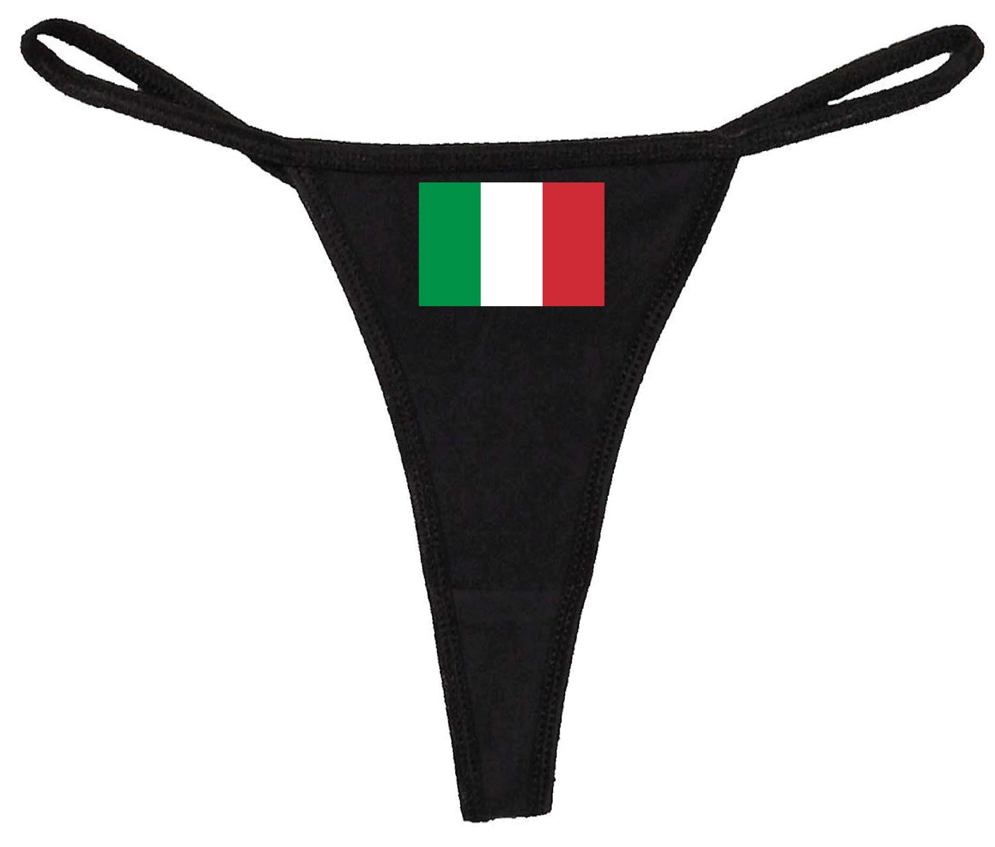 STUFF WITH ATTITUDE Italy Flag Black Thong Panties - Sexy Lingerie for Women, Comfortable Cotton Underwear, Perfect for Valentine's Day, Bachelorette Parties & Romantic Nights