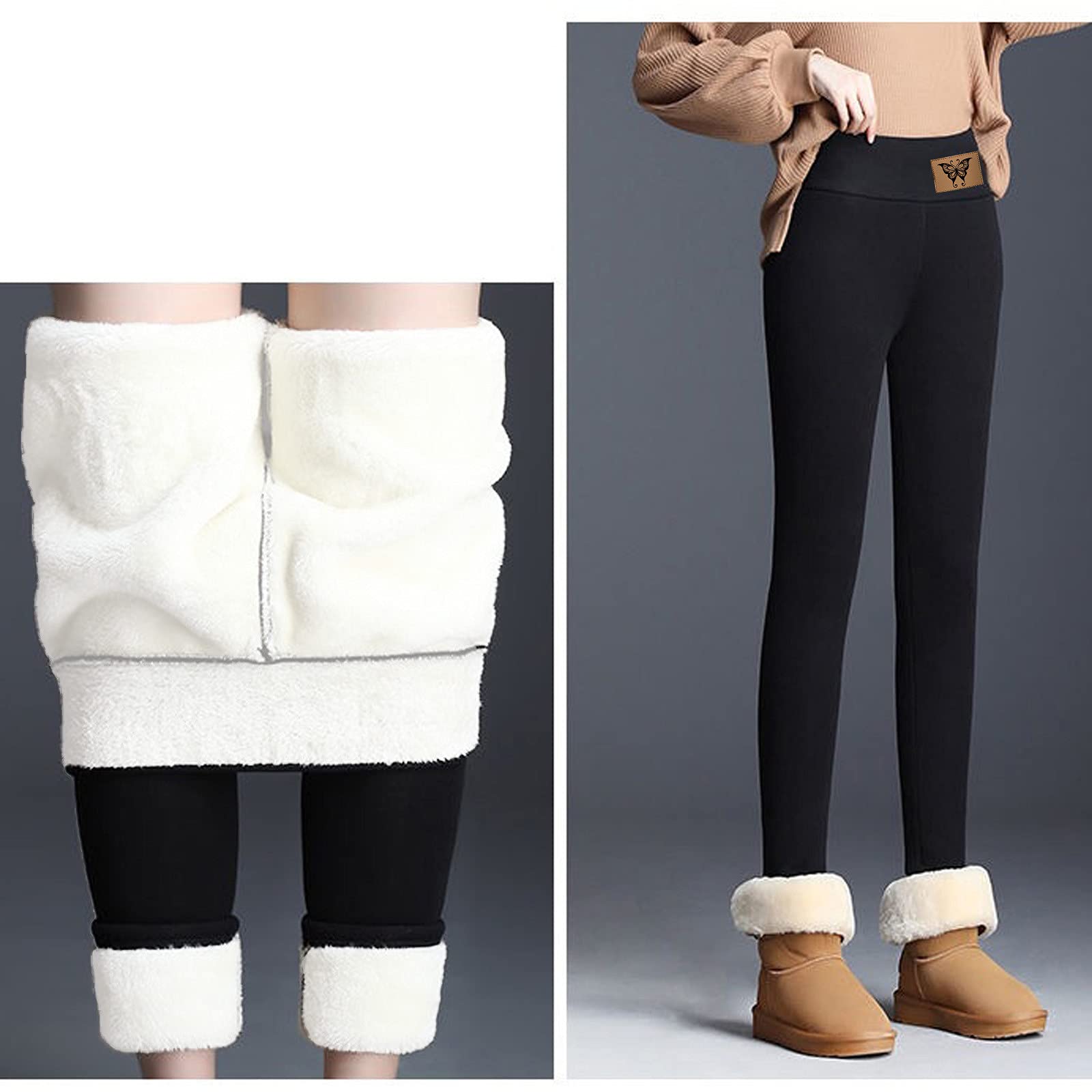 Women's Fleece Lined Thermal Leggings - Winter Warm Thick Velvet Tights with Sherpa Lining for Cold Weather | Perfect for Snow Activities, Yoga & Everyday Comfort