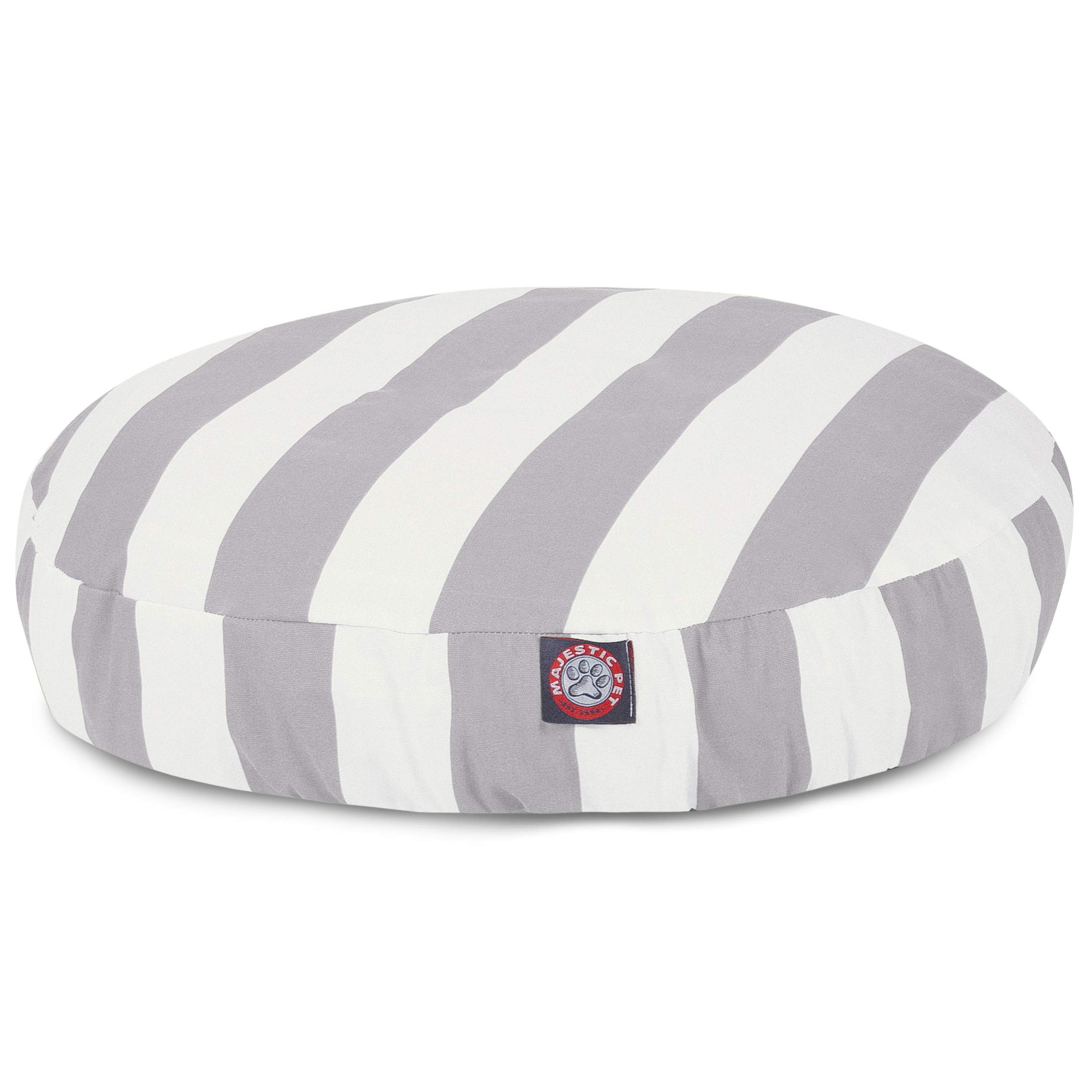 Majestic Pet Indoor Outdoor Vertical Stripe Round Dog Bed - Medium Gray Washable Removable Cover - Cozy Sleeping Spot for Dogs in Living Room, Bedroom or Patio