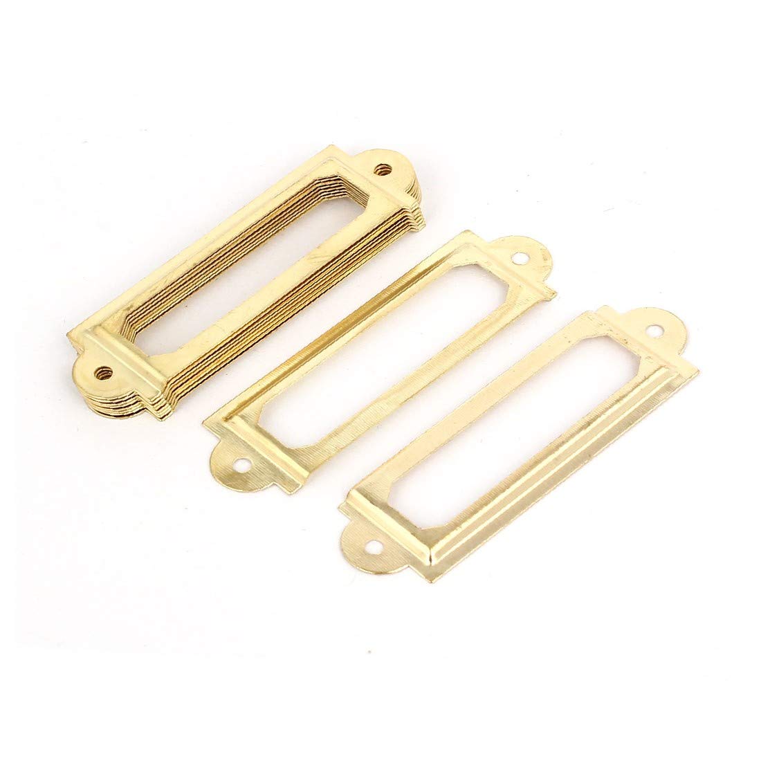 60mm x 17mm Gold Tone Iron Tag Label Frame - 10pcs Set for Pharmacy Drawer Organization | Durable Office & Medical Supply Holder | Perfect for Medicine Cabinet & Retail Store Labeling
