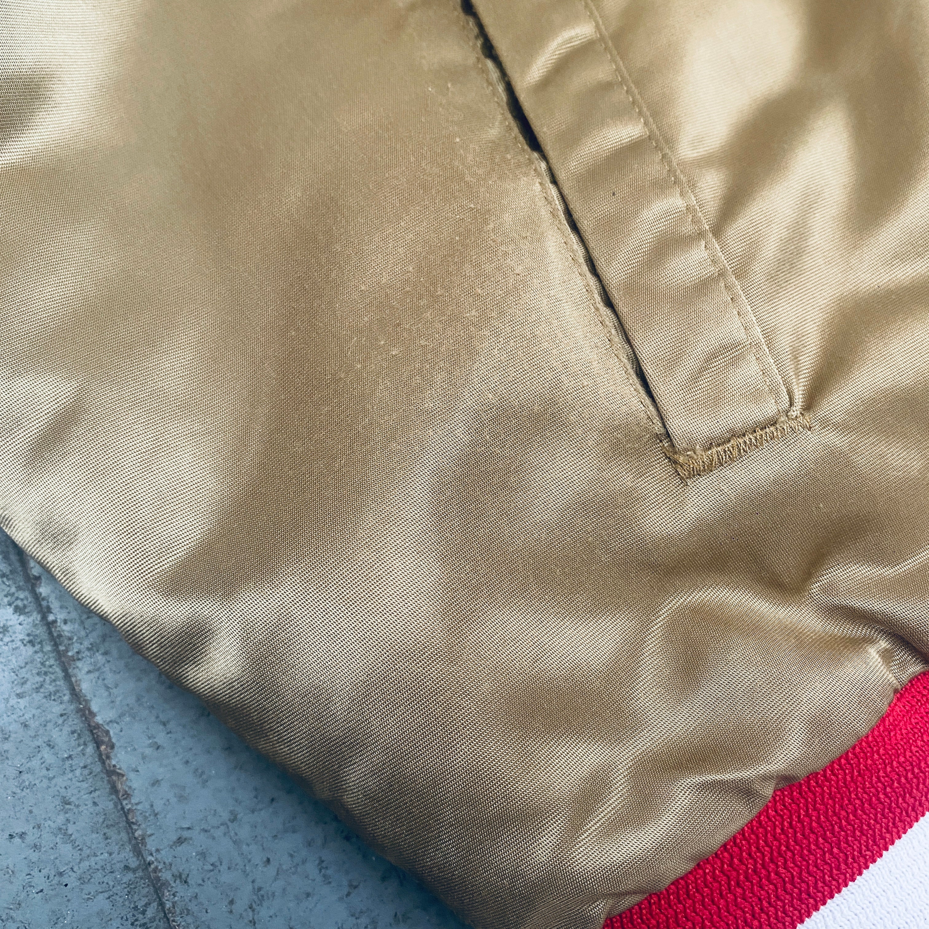 Vintage 1980s San Francisco 49ers Chalk Line Satin Bomber Jacket - Reverse Stitched Spellout Design (XL) | Perfect for NFL Game Days, Sports Events & Retro Fashion Outfits