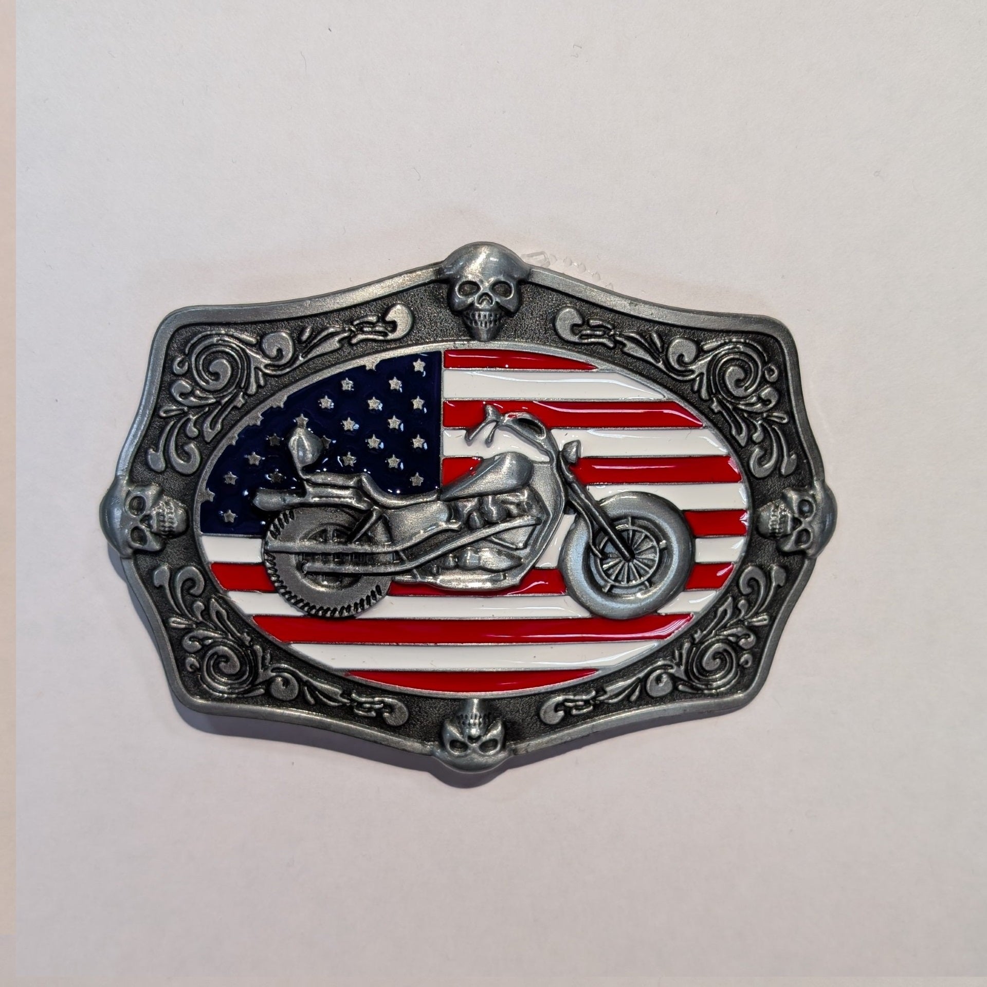American Flag Belt Buckle for Motorcycle Riders - Patriotic Biker Accessory for Harley, Cruiser & Chopper Enthusiasts | Perfect for Rallies, Rides & Biker Events