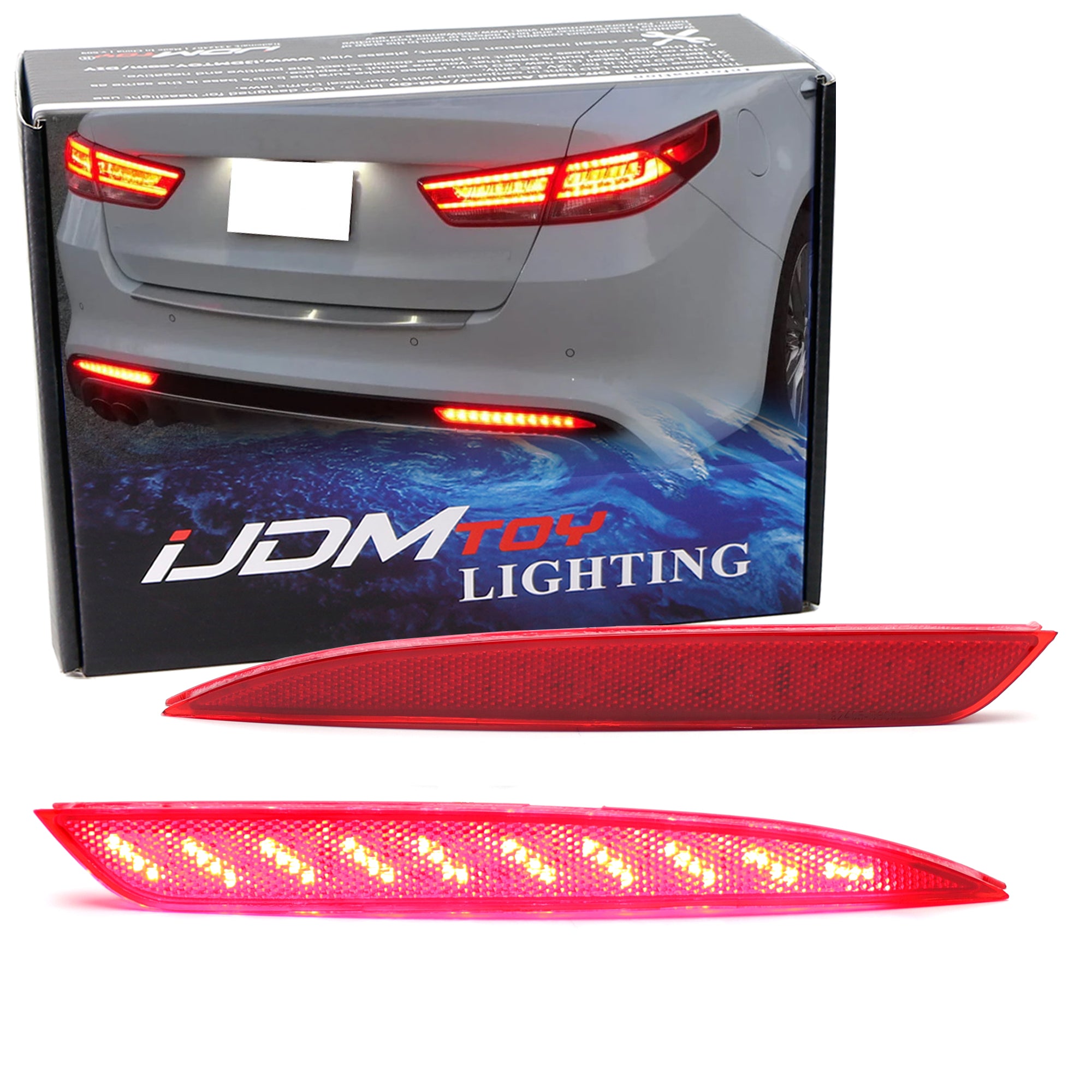 Full LED Bumper Reflector Brake & Sequential Turn Signal Lights for 2016-2018 Kia Optima SX - Upgrade Your Car's Safety & Style for Night Driving & Custom Look