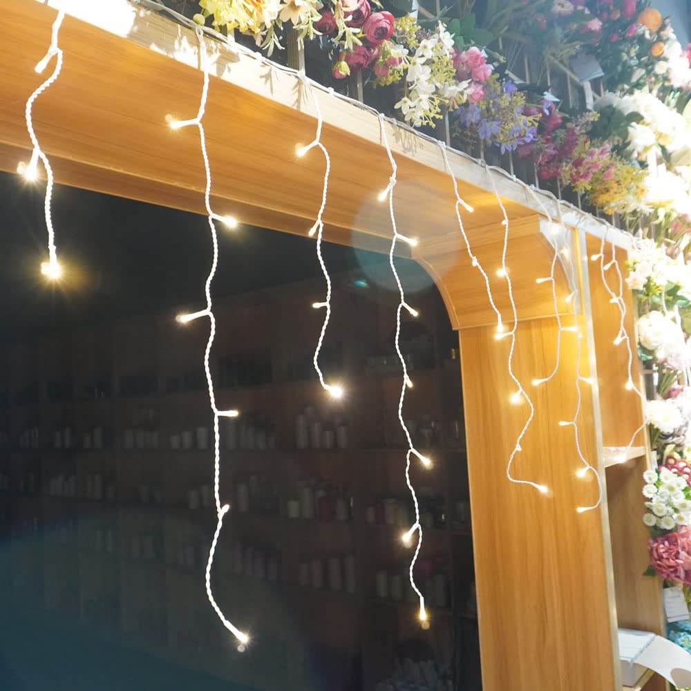YASENN Bluetooth APP Controlled 300 LED Icicle Christmas String Lights - 30ft Waterproof Fairy Lights with 60 Drops for Indoor & Outdoor Holiday Decor (Warm White) | Perfect for Christmas Tree, House, Yard, and Party Decorations