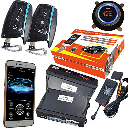 KUNFINE GPS Smart Car Alarm System with Passive Keyless Entry, Push Button Start, Remote Engine Start/Stop & Auto Central Lock for Hyundai 688HD - Anti-Theft Protection & Keyless Convenience for Your Vehicle