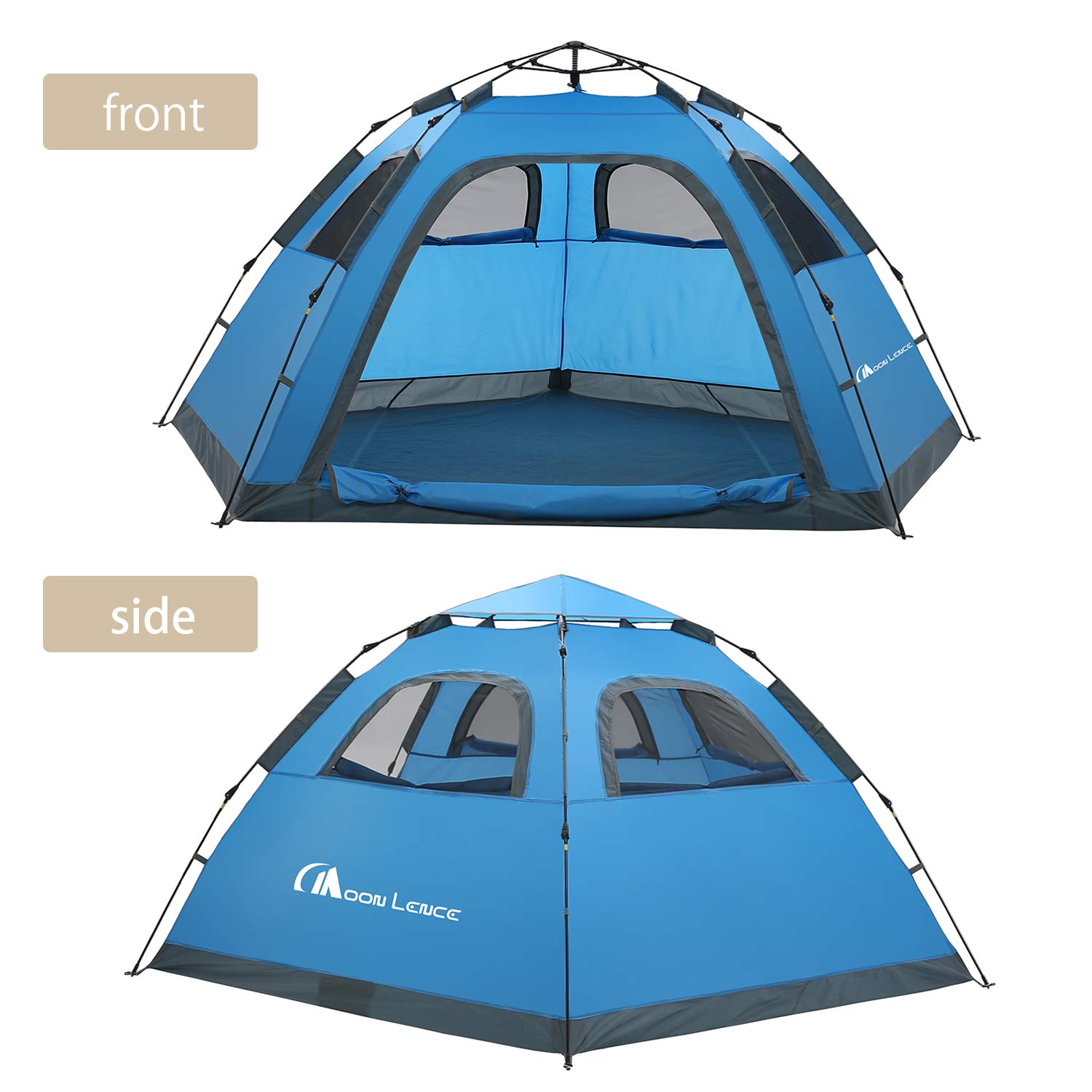 Moon Lence Instant Pop Up Camping Tent for 4-5 People - Waterproof & Windproof Automatic Setup Family Tent - Perfect for Camping Trips, Hiking Adventures & Mountaineering Expeditions
