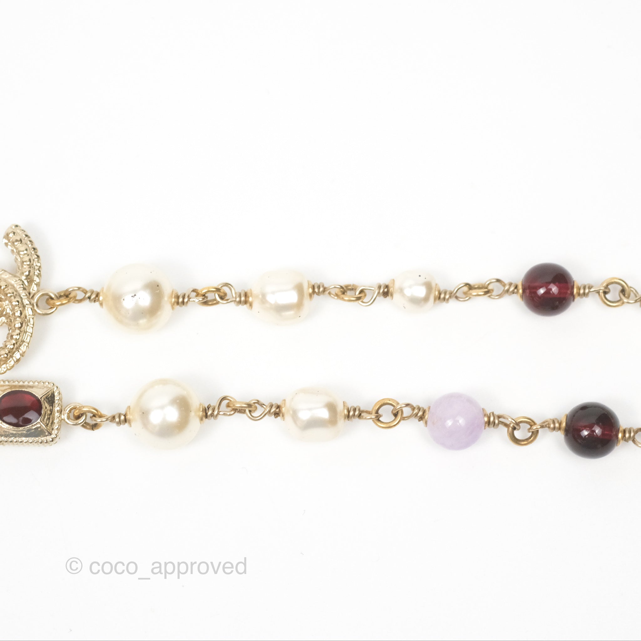 Chanel CC Pearl Gemstone Long Necklace in Gold Tone - 17A Collection | Elegant Jewelry for Women, Perfect for Parties, Weddings & Special Occasions