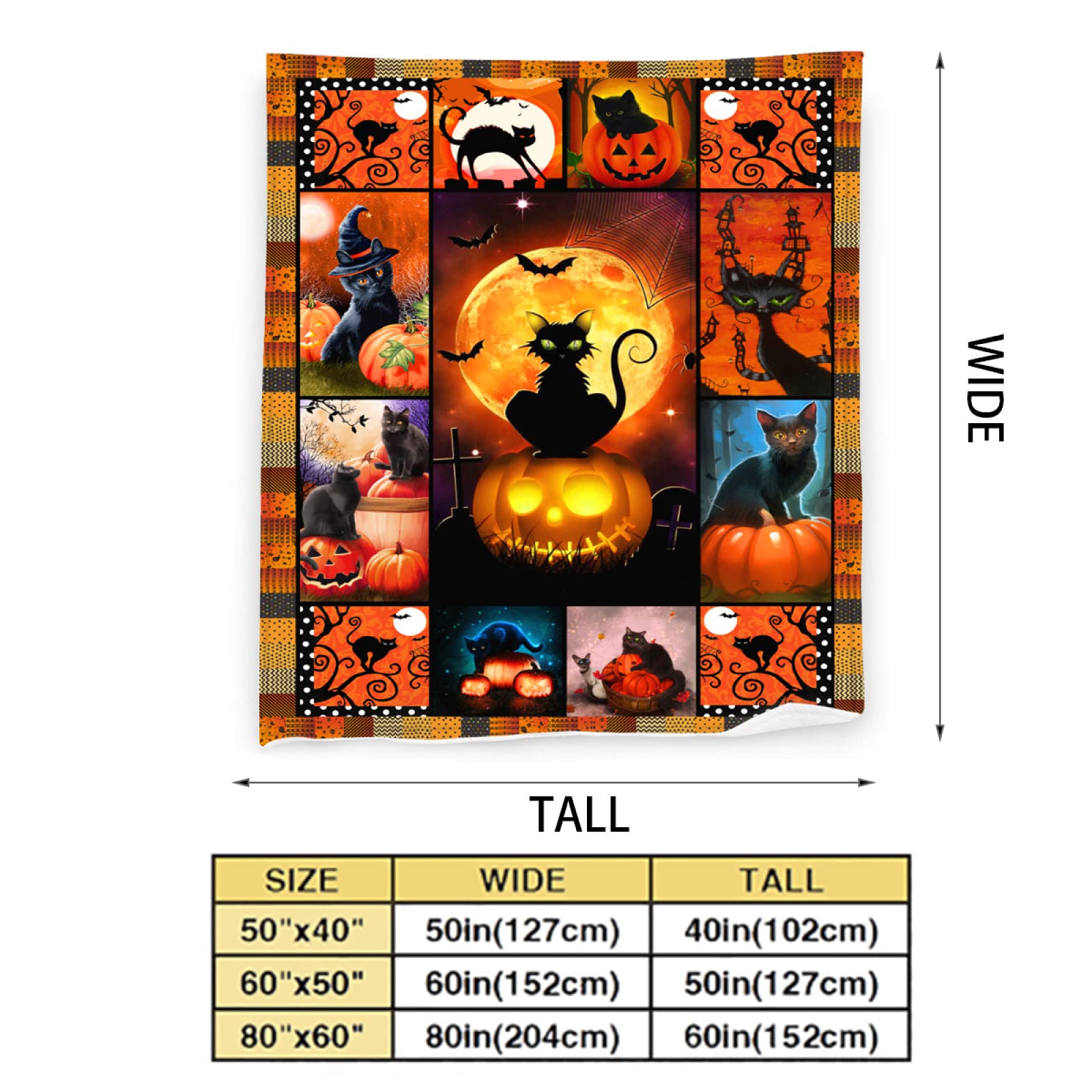 Halloween Throw Blanket - Super Soft Black Cat Design for Bedroom, Living Room, Couch & Sofa | Funny Halloween Decorations & Cozy Gift Idea | Perfect for Halloween Parties, Movie Nights & Seasonal Home Decor