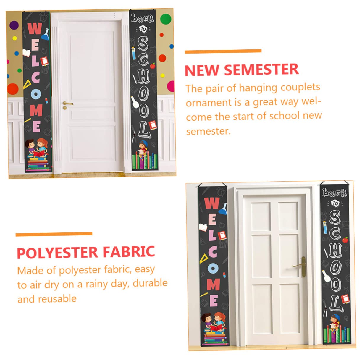 PRETYZOOM 1 Pair Curtain Emblems Decor - Elegant Office & School Banner Couplet Stickers for Classroom, Dorm, and Home Decor - Perfect for Back to School Season and Campus Events