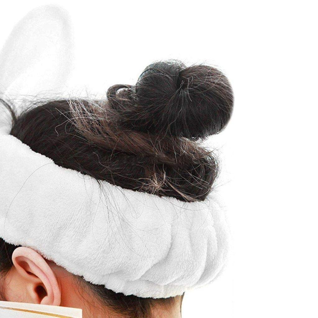 Women's Soft Plush Rabbit Bunny Headband - Cute Spa Makeup Hair Accessory for Women, Fashion Cosplay Hairband (White) - Perfect for Relaxation, Costume Parties & Everyday Wear