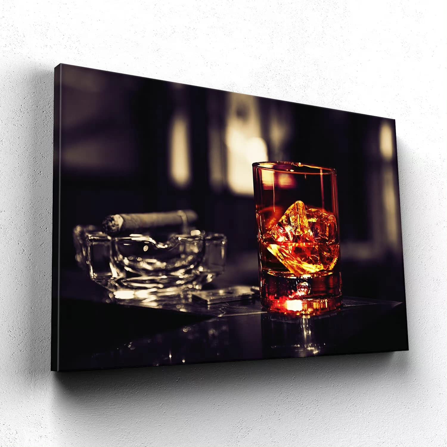 Whiskey Wall Art Decor - Framed Kitchen & Dining Room Decor (28''Hx40''W) - Perfect for Home Bar, Restaurant, or Man Cave Decorations