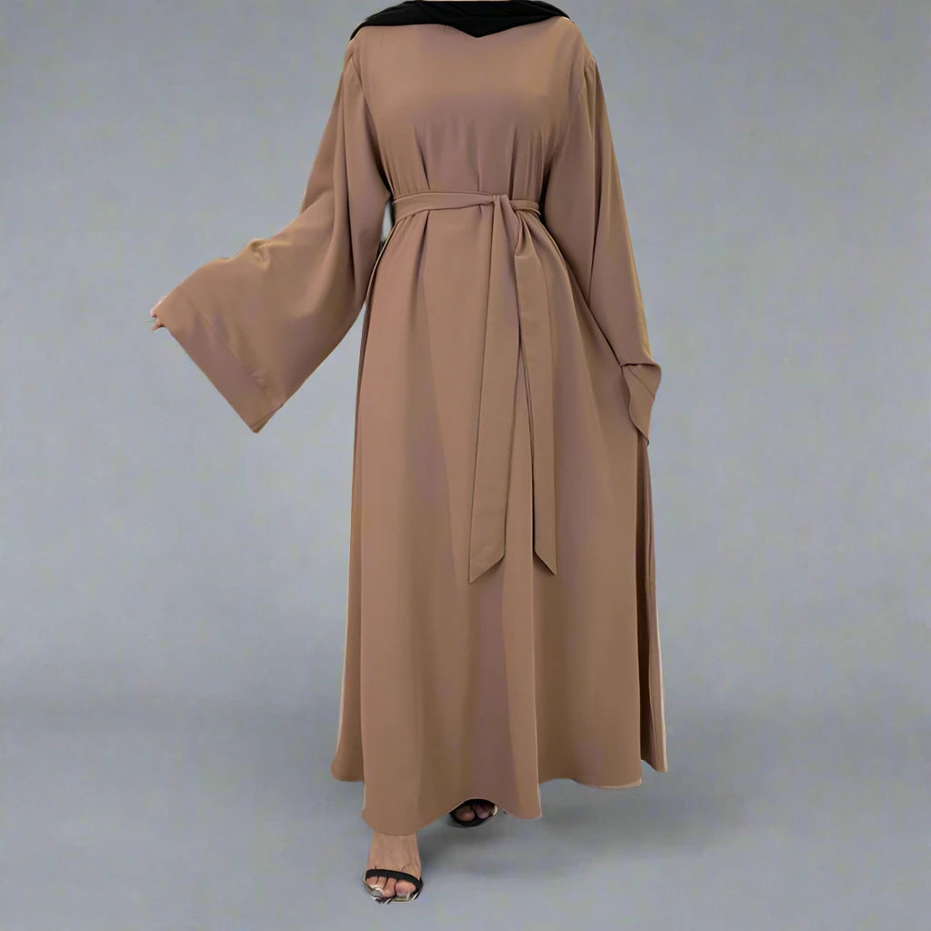14 Color Options Nida Solid Color Abaya Dress for Middle Eastern Arab Women - Modest Islamic Clothing for Prayer, Daily Wear & Special Occasions