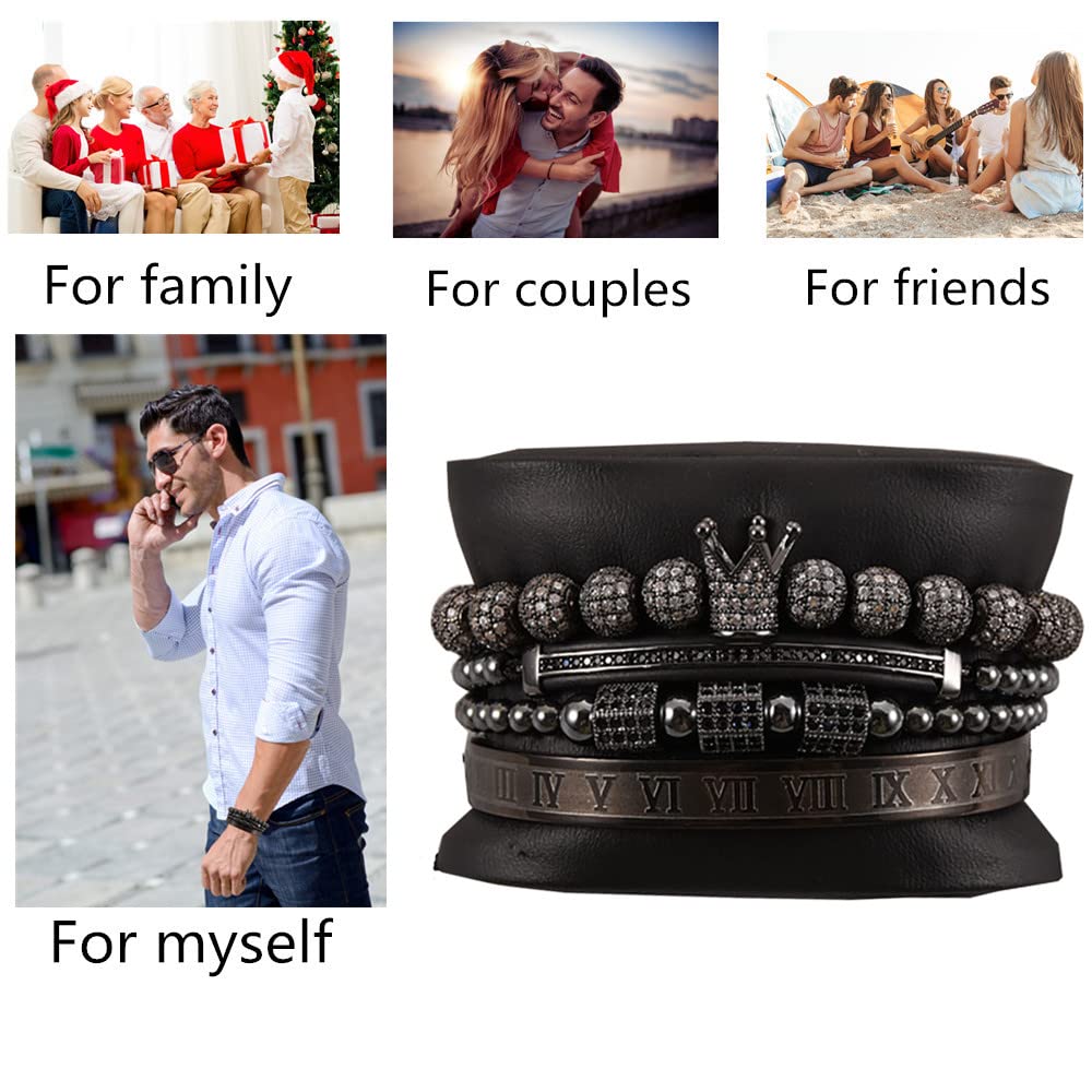 Men's Beaded Bracelet - Stainless Steel Micro Pave Zircon Cuff Bangle for Men & Women | Perfect for Casual Wear, Gifts & Special Occasions