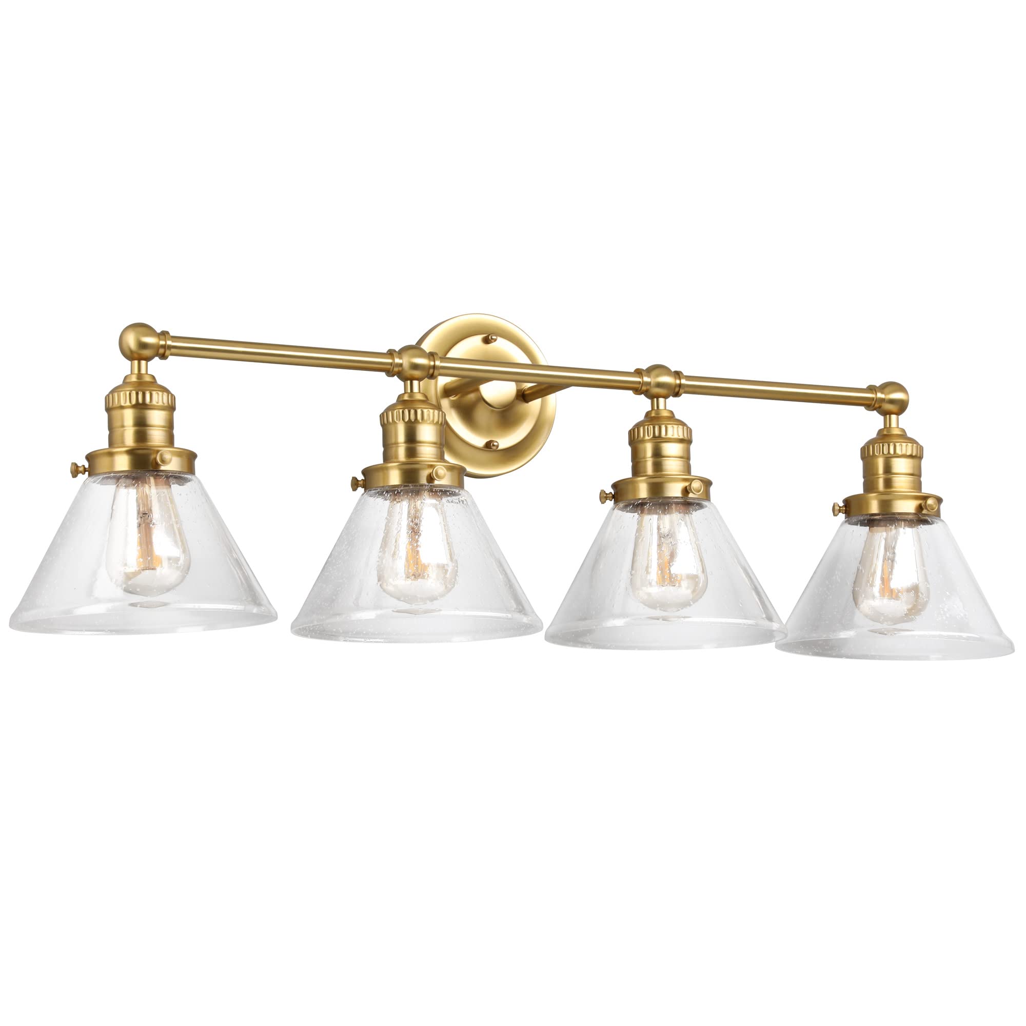 Design House 589044-SG Augustin Transitional 4-Light Dimmable Bathroom Vanity Light Fixture with Clear Seedy Glass Shades - Satin Gold Finish for Mirror Lighting | Perfect for Modern Bathrooms, Powder Rooms & Home Renovations