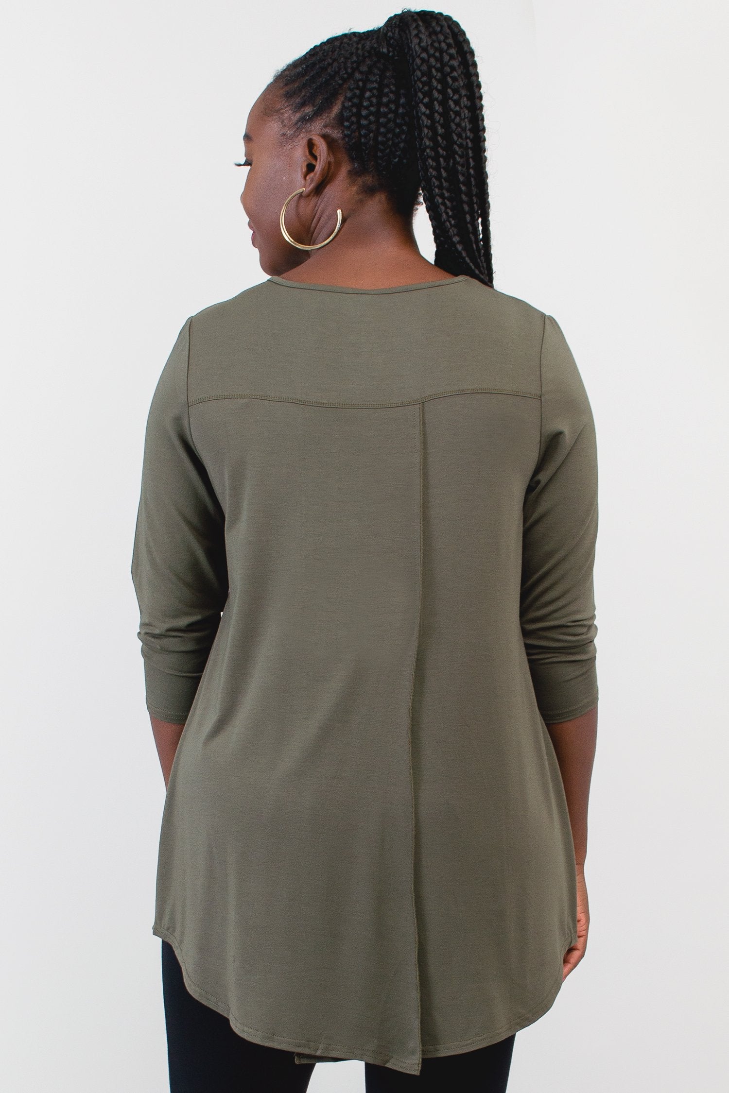 Franny Top Women's Khaki Bamboo Blouse - Eco-Friendly & Breathable for Summer Outfits, Casual Wear & Office Attire
