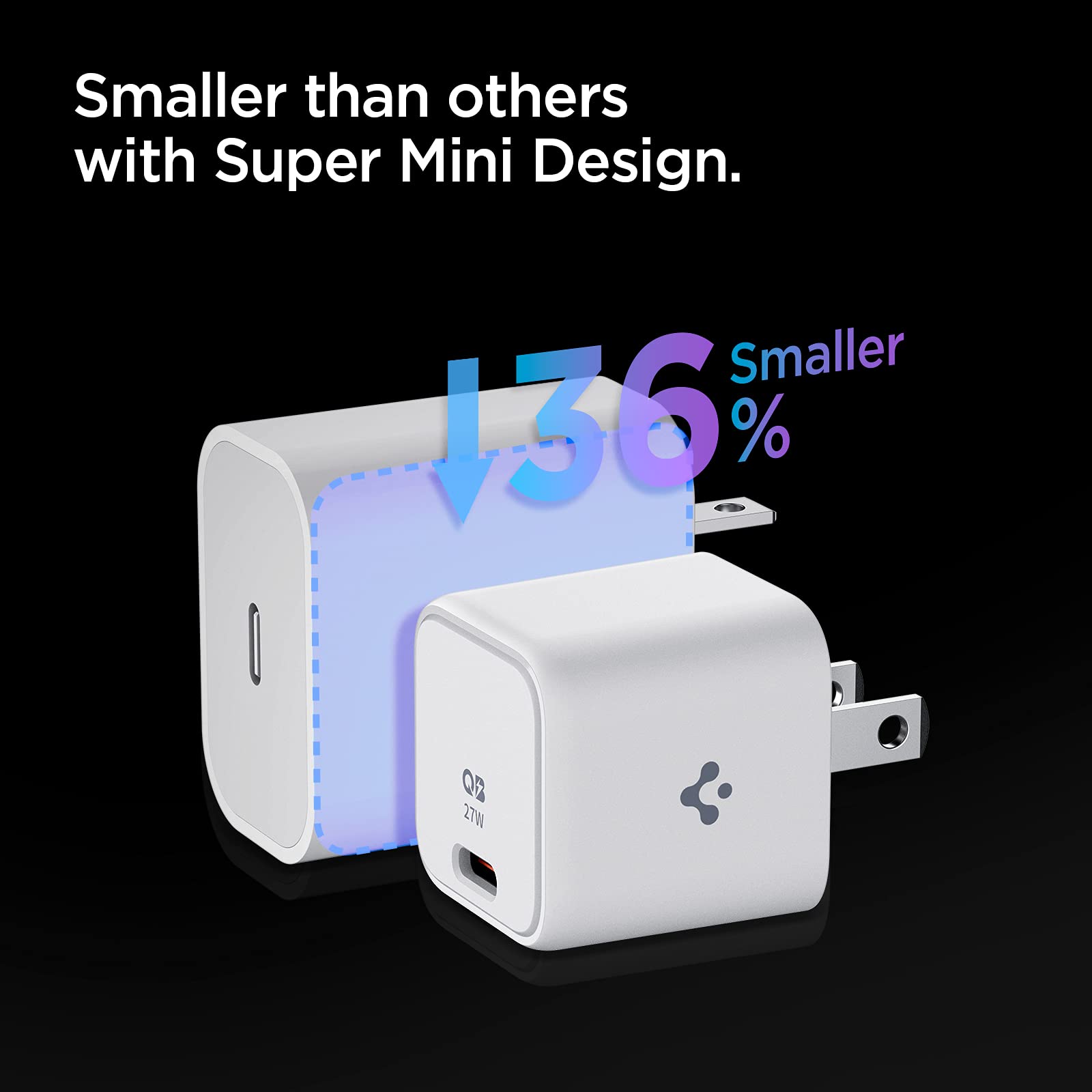 Spigen 27W USB C Fast Charger, PD PPS Wall Charger for Galaxy S25/S24/S23 Ultra/Plus/FE/Z Fold/Flip 6/5 & iPhone 15/14/13 Pro Max/Mini/Plus & iPad Air - Super Fast Charging for Home, Office & Travel