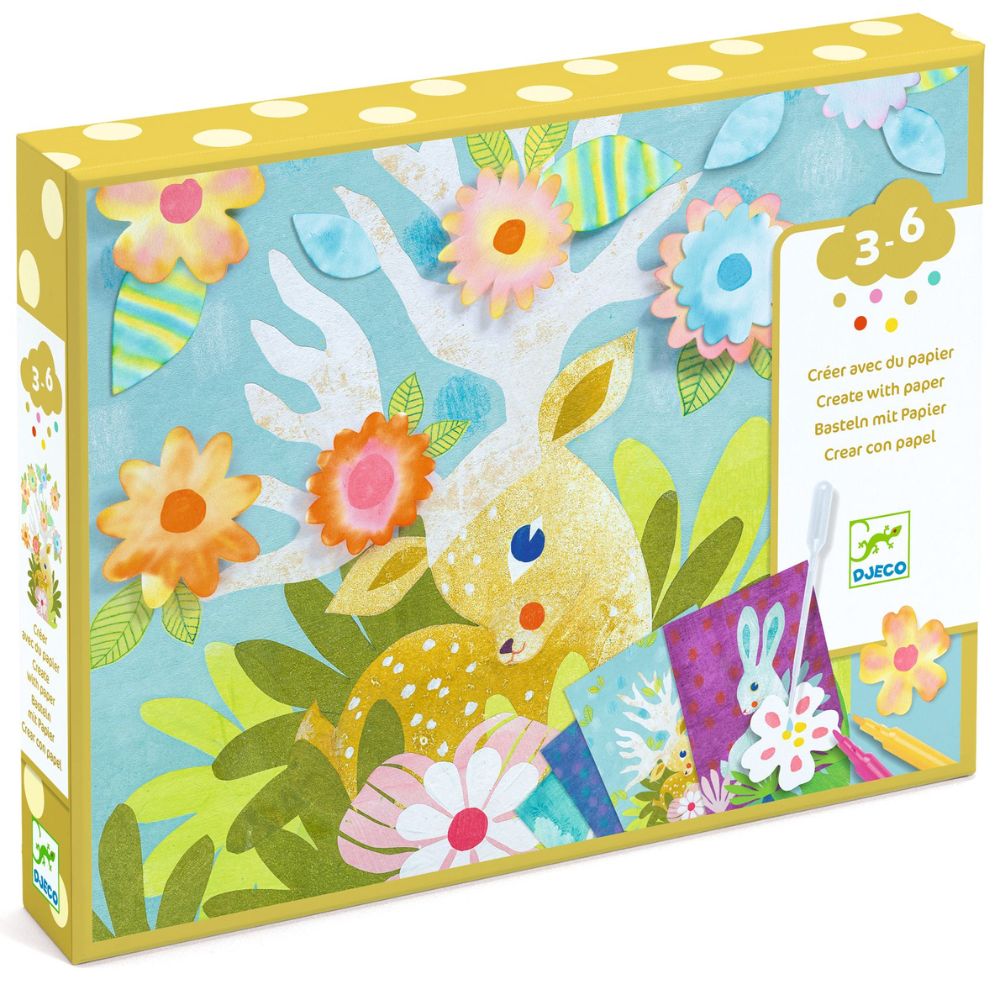 Djeco Create with Paper Kit - DIY Art & Craft Activity with Blotting Paper for Kids - Perfect for Creative Projects & Home Decor