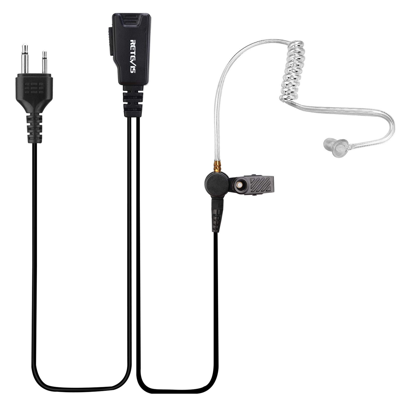 Retevis Walkie Talkie Headset with Coil Cord - Compatible with ICOM IC-F3 IC-F4S IC-F4TR - Covert Acoustic Tube Earpiece Headset with PTT Mic for Two Way Radio (1 Pack) - Perfect for Security, Construction & Outdoor Adventures