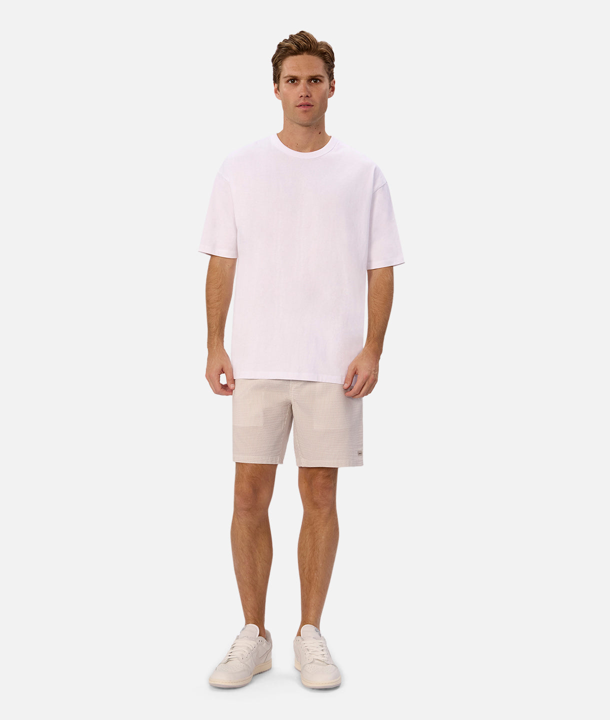 Platios Men's Swim Shorts - Quick Dry, Comfortable Beach Shorts for Swimming, Surfing & Vacation | Wheat/Off White Color
