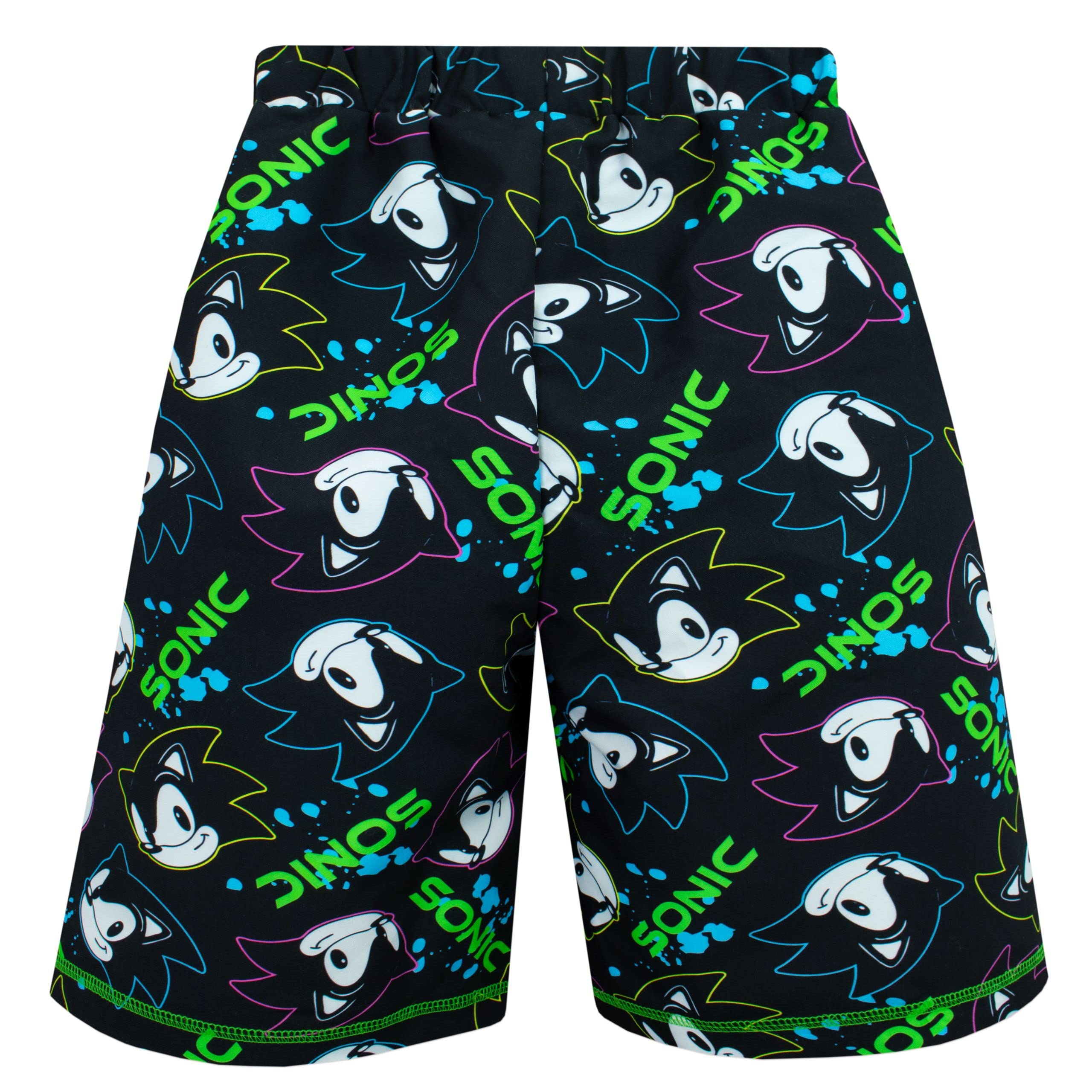 Sonic The Hedgehog Boys Swim Trunks - Kids Gaming Swimwear Black Size 8 | Pool Party, Beach Vacation & Summer Water Activities
