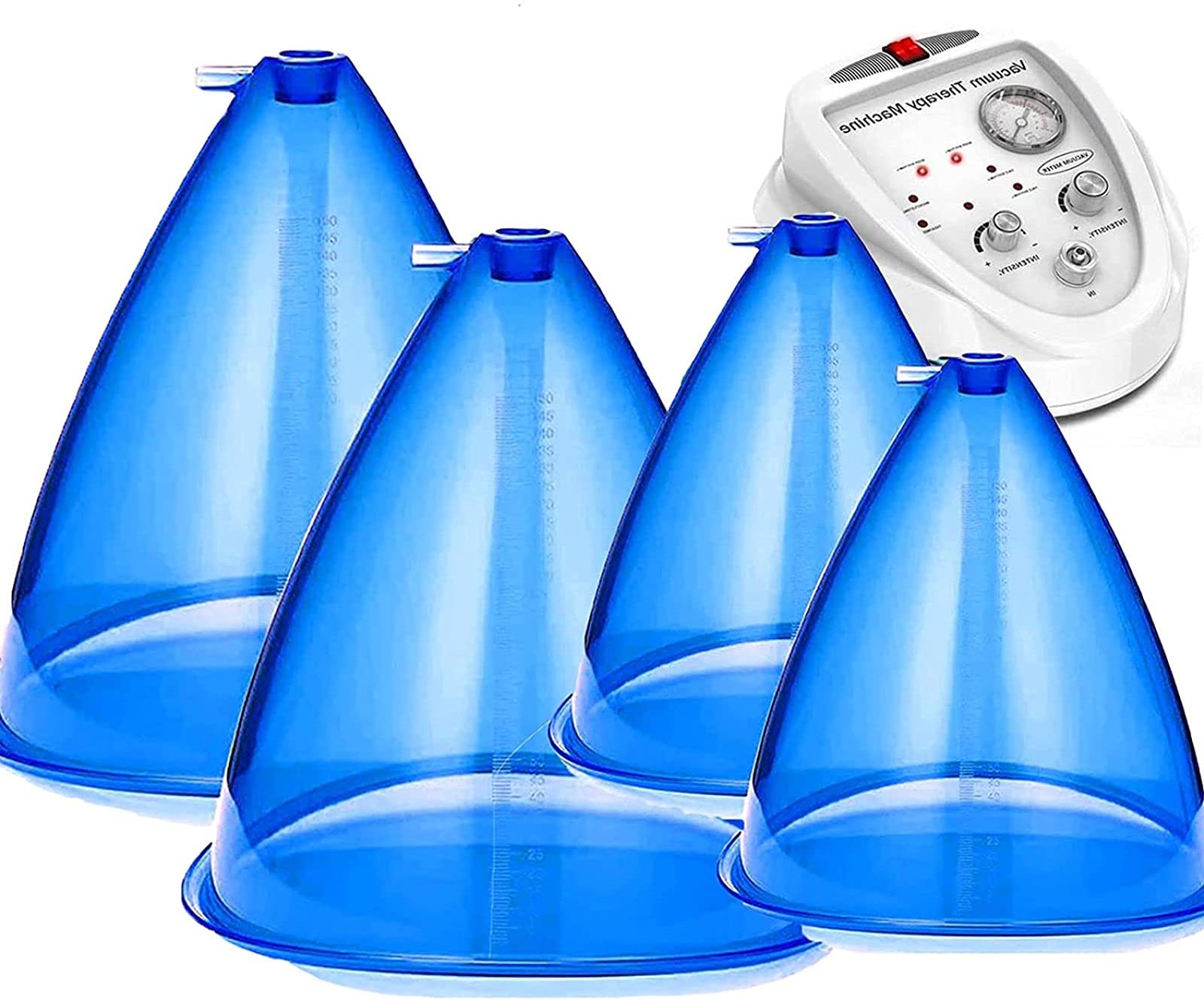 HOLITU 8.26 Inch Large Vacuum Cupping Machine for Buttocks Lifting & Vibration Massage - 160-180ML Suction Cups for Hip Enhancement (2 Pairs) - Perfect for Home Spa, Body Contouring & Relaxation Therapy