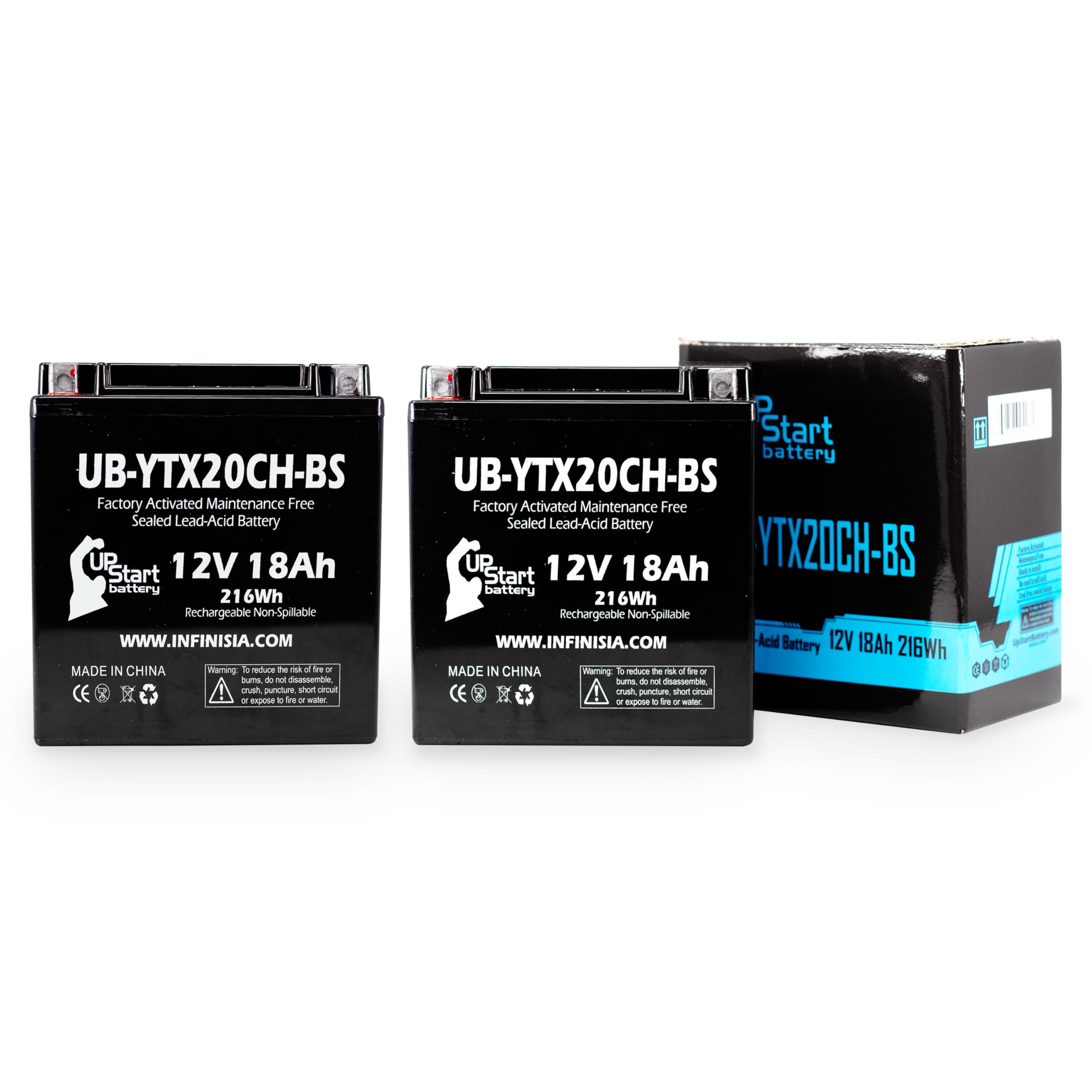 2-Pack UB-YTX20CH-BS 12V 18AH Motorcycle Battery Replacement for 2010 Moto Guzzi Breva 1200 1200CC - Factory Activated, Maintenance Free, UpStart Battery Brand - Perfect for Long Rides & Off-Road Adventures