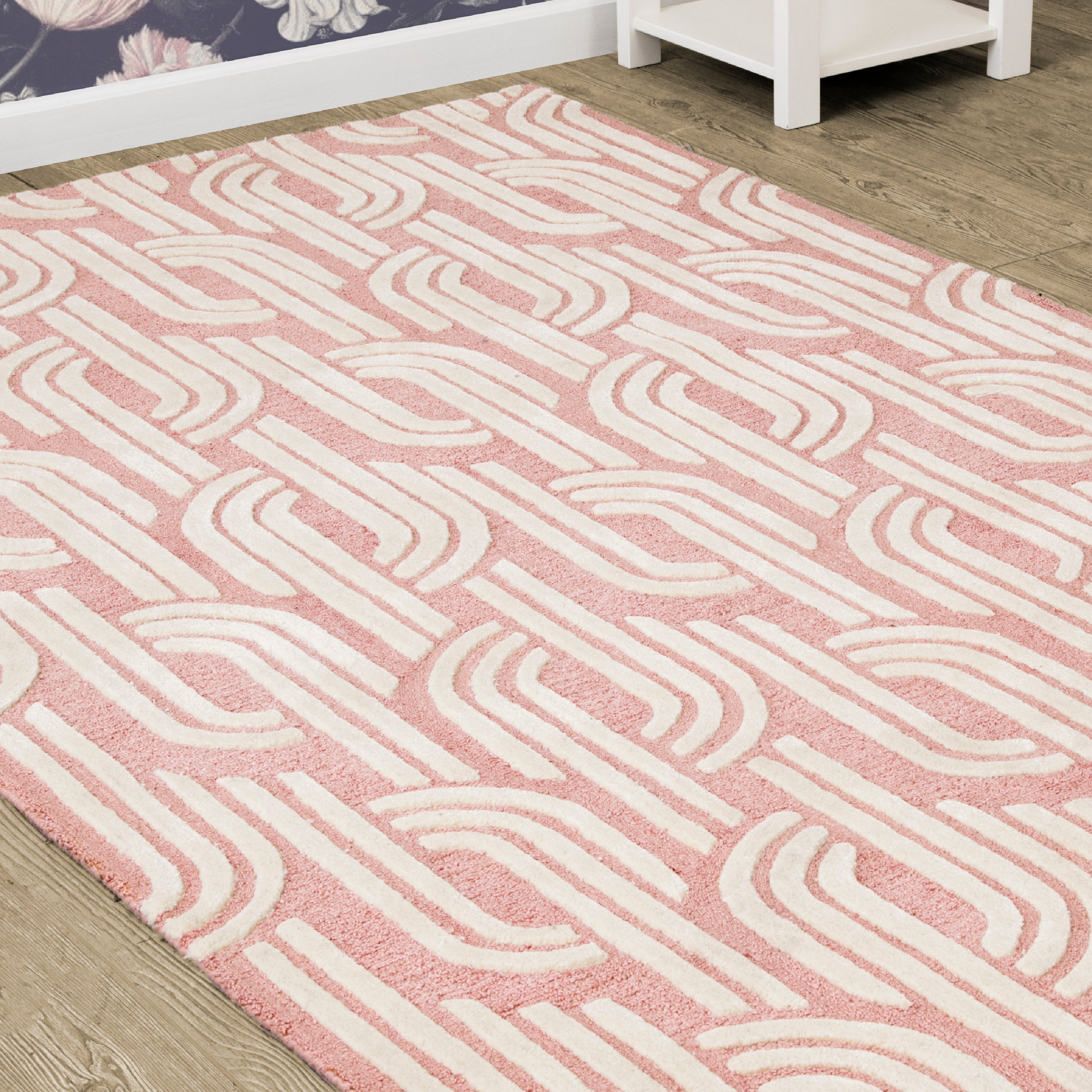 Rose Links Hand Tufted Wool Blend Area Rug 5x8 Feet - Soft Bohemian Style Rug for Living Room, Bedroom & Home Decor