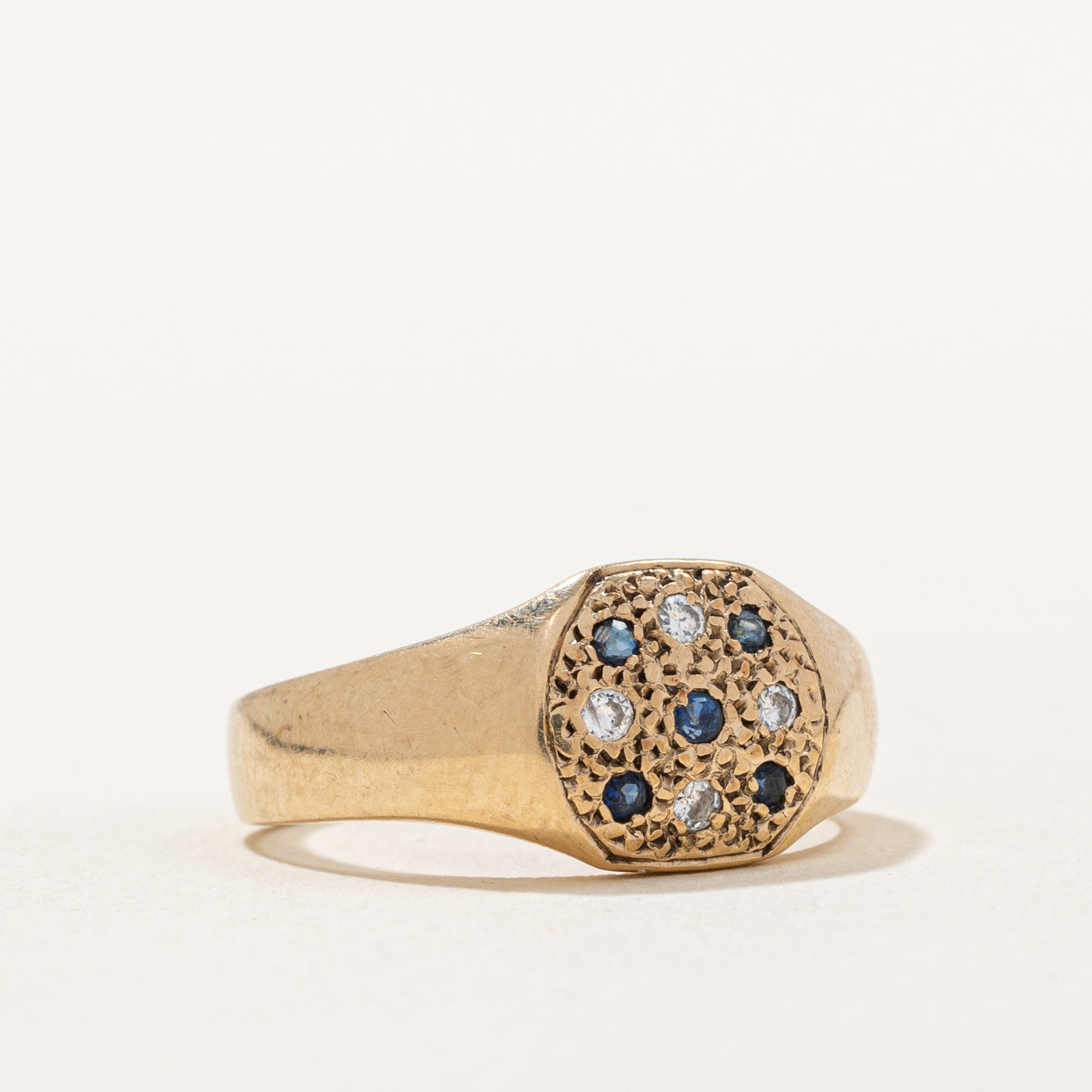 Exquisite Sapphire & Diamond Illusion Set Ring | 0.08ctw Blue Sapphire & 0.04ctw Diamond | Size 5 | Elegant Wedding, Engagement & Anniversary Jewelry Gift for Her