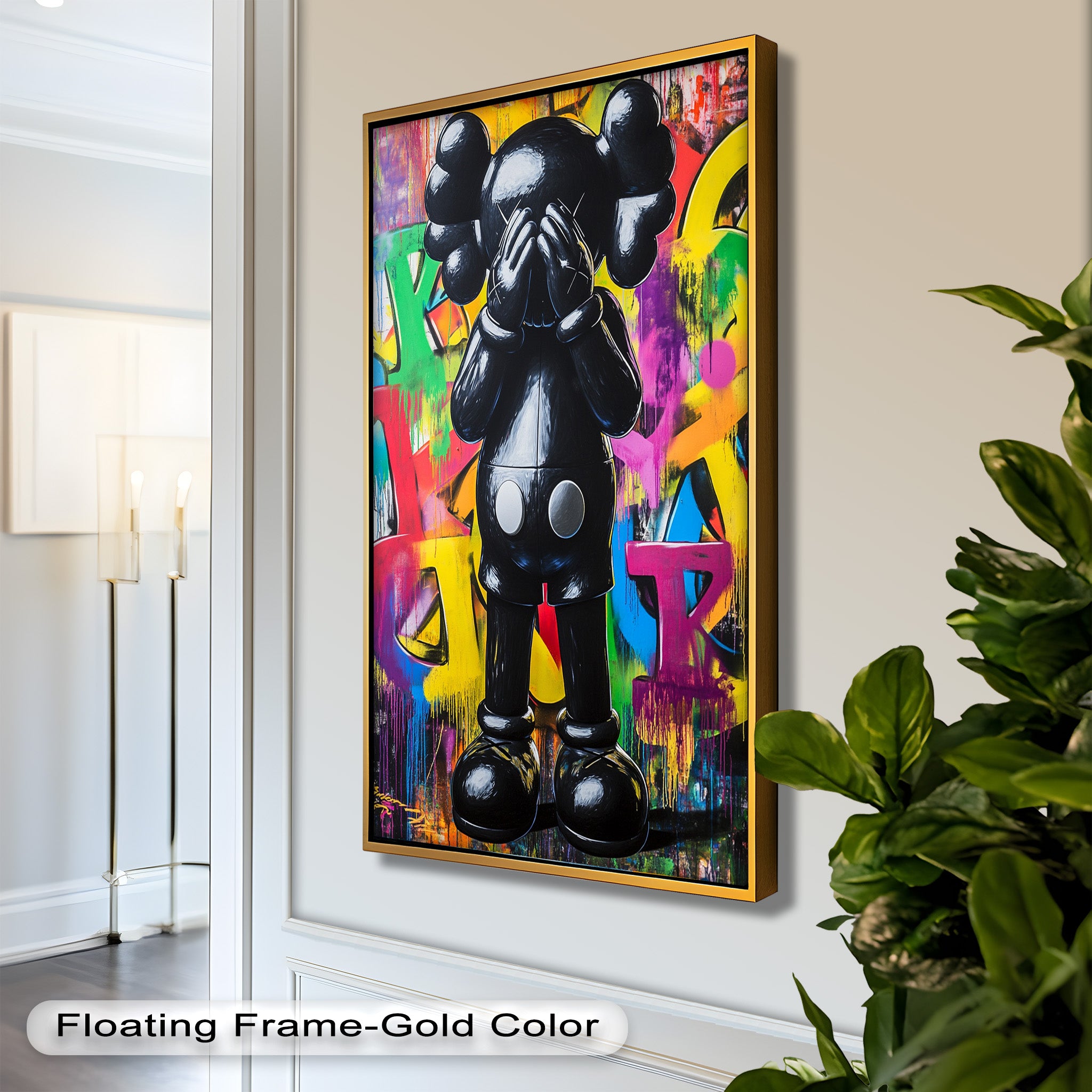 KAWS Oil Painting - Behind the Hands Wall Art | Modern Pop Art Home Decor for Living Room, Bedroom & Office