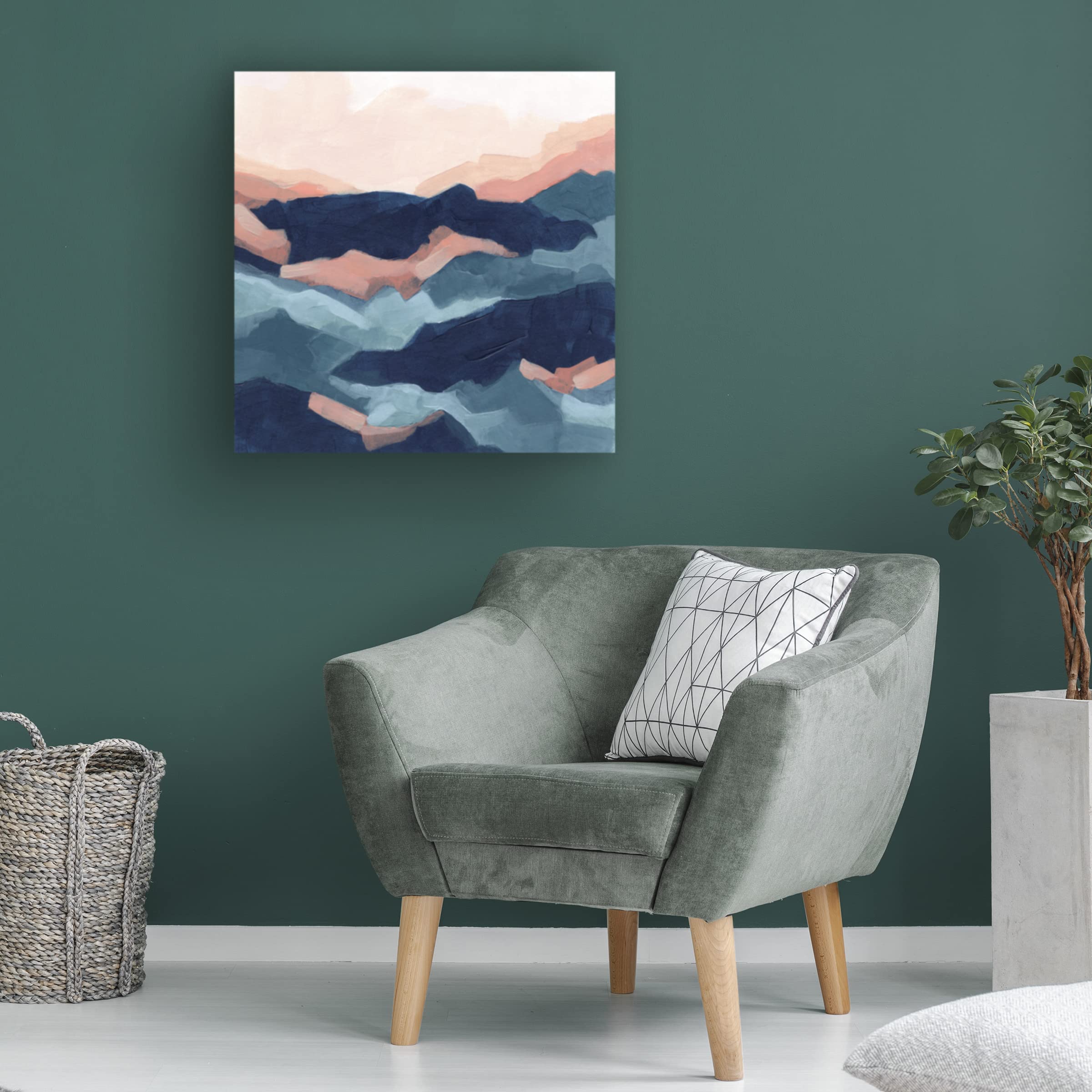Trademark Fine Art 'Bluescape I' Canvas Art Print by June Erica Vess - Blue Abstract Landscape Wall Decor for Living Room, Bedroom & Office