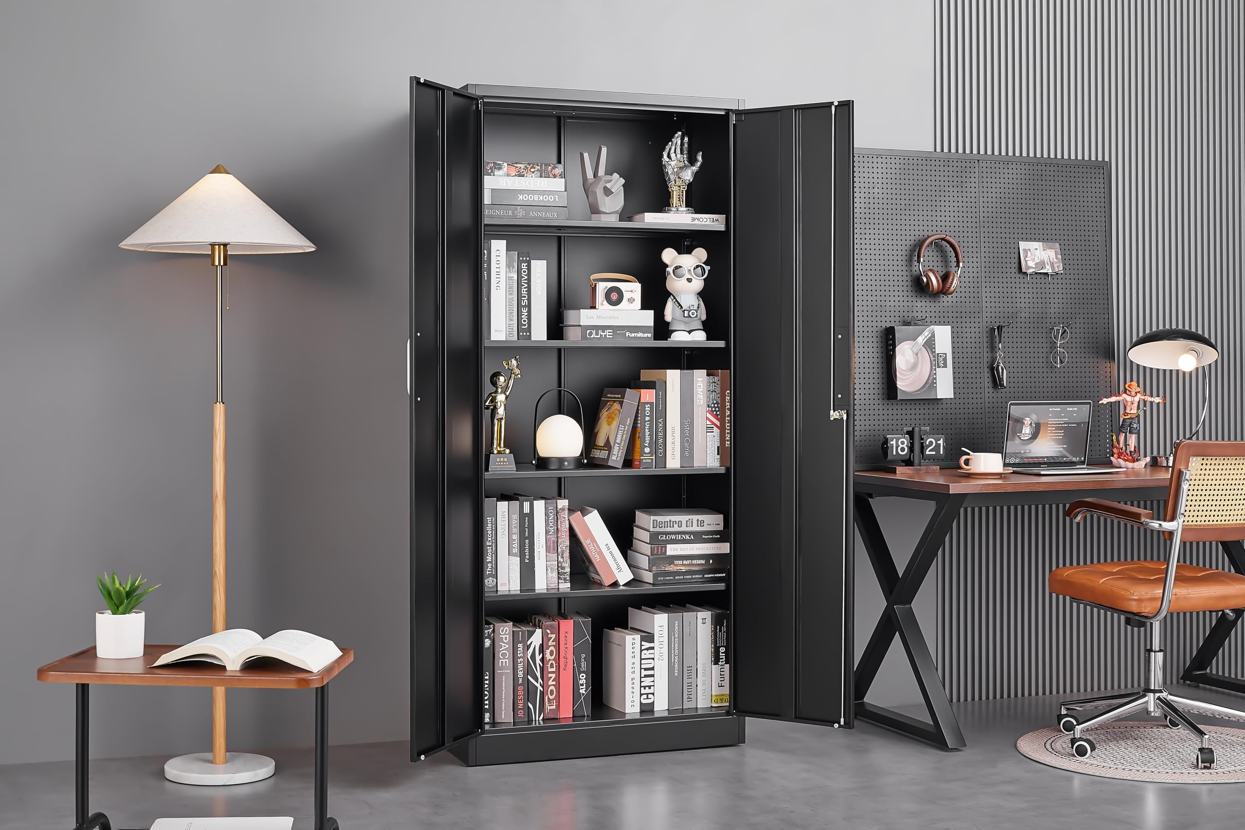 Metal Garage Storage Cabinet with Adjustable Shelves & Doors - 71
