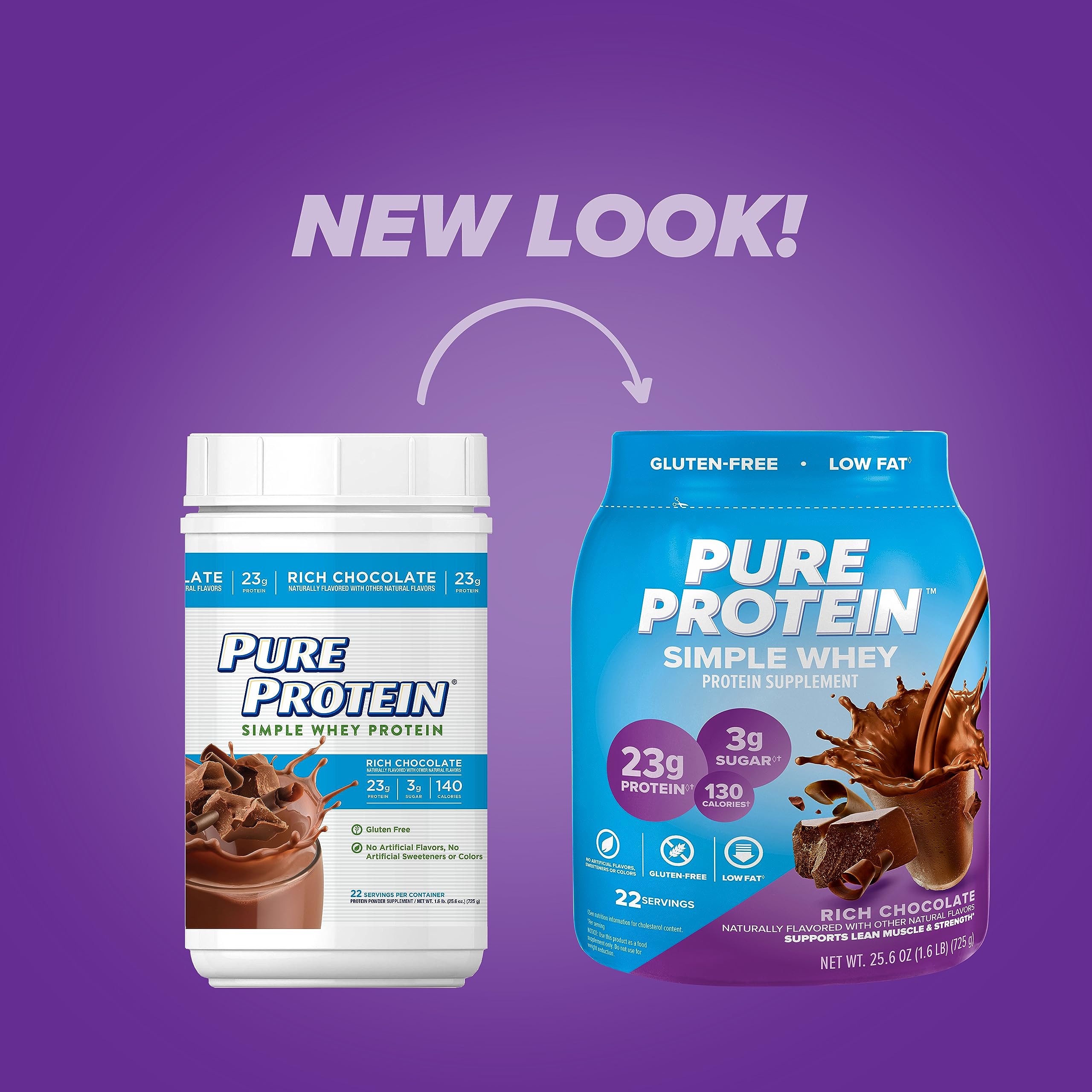 Pure Whey Protein Powder - Gluten Free, 23G Protein per Serving, Rich Chocolate Flavor, 1.6lbs (725g) - Ideal for Post-Workout Recovery, Muscle Building & Healthy Lifestyle