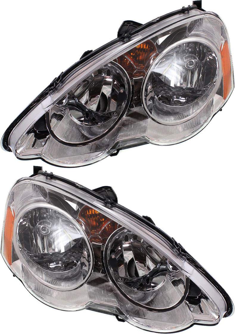 2002-2004 Acura RSX Base Type-S Halogen Headlight Assembly - Driver & Passenger Side (No Bulbs Included) - Direct Replacement for #33151S6MA01 & 33101S6MA01 - Perfect for Night Driving & Vehicle Restoration Projects