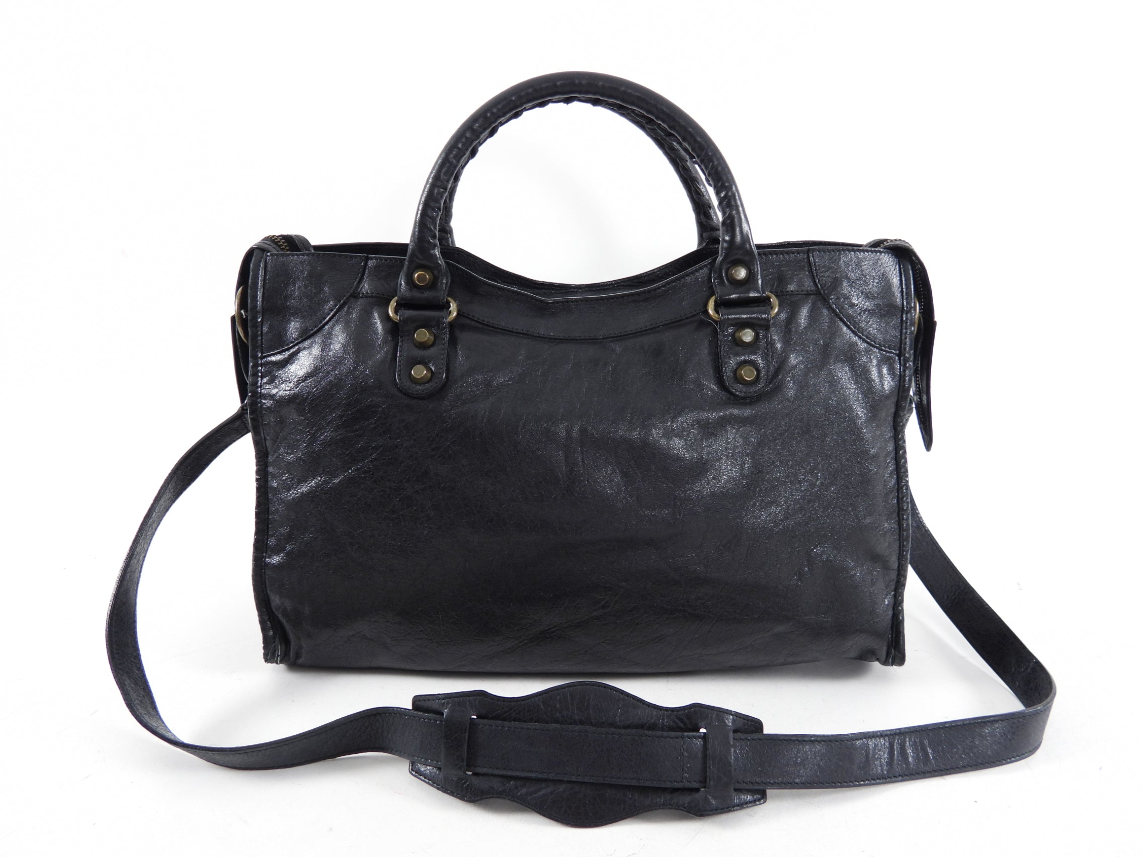 Balenciaga Black Lambskin Leather City Bag - Luxury Handbag for Women, Designer Crossbody Purse with Shoulder Strap - Perfect for Work, Travel & Evening Events