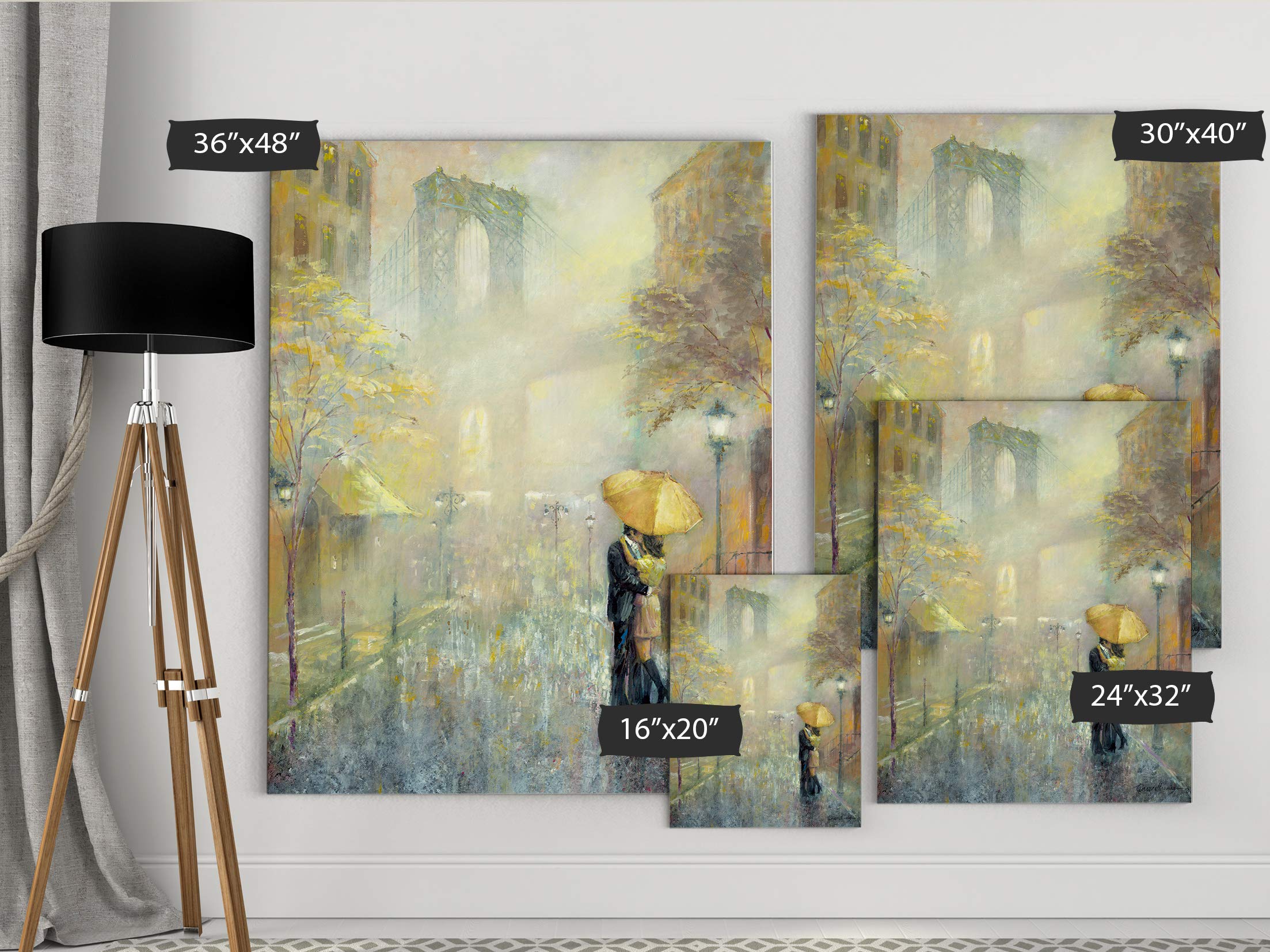 Wexford Home City Romance II Gallery Wrapped Canvas Wall Art - 36x48 Inches, Modern Abstract Painting for Living Room, Bedroom & Office Decor