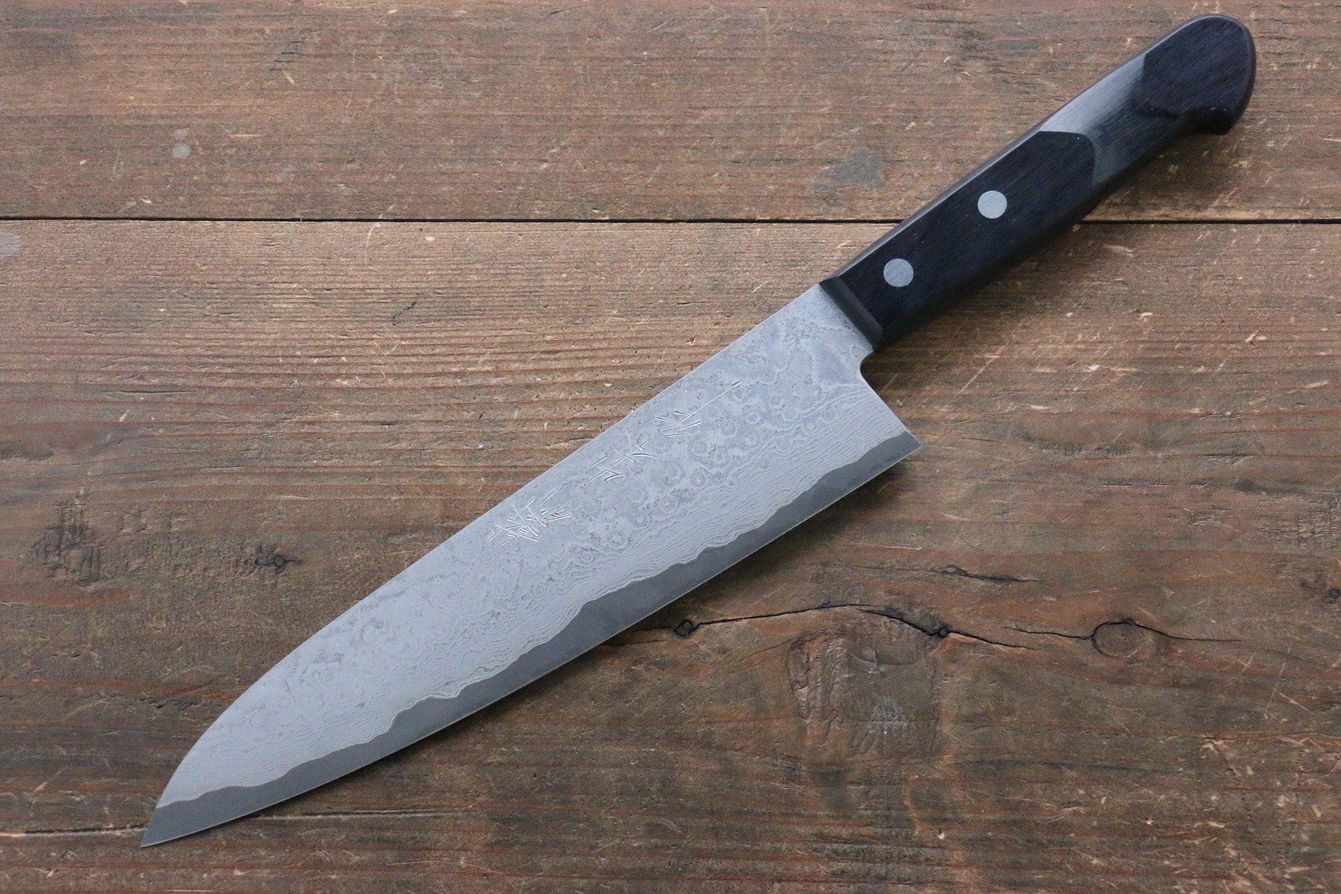Premium Nao Yamamoto VG10 Black Damascus Gyuto Chef Knife 200mm - High Carbon Stainless Steel Blade with Black Pakka Wood Handle - Perfect for Sushi, Meat Cutting, and Professional Kitchen Use
