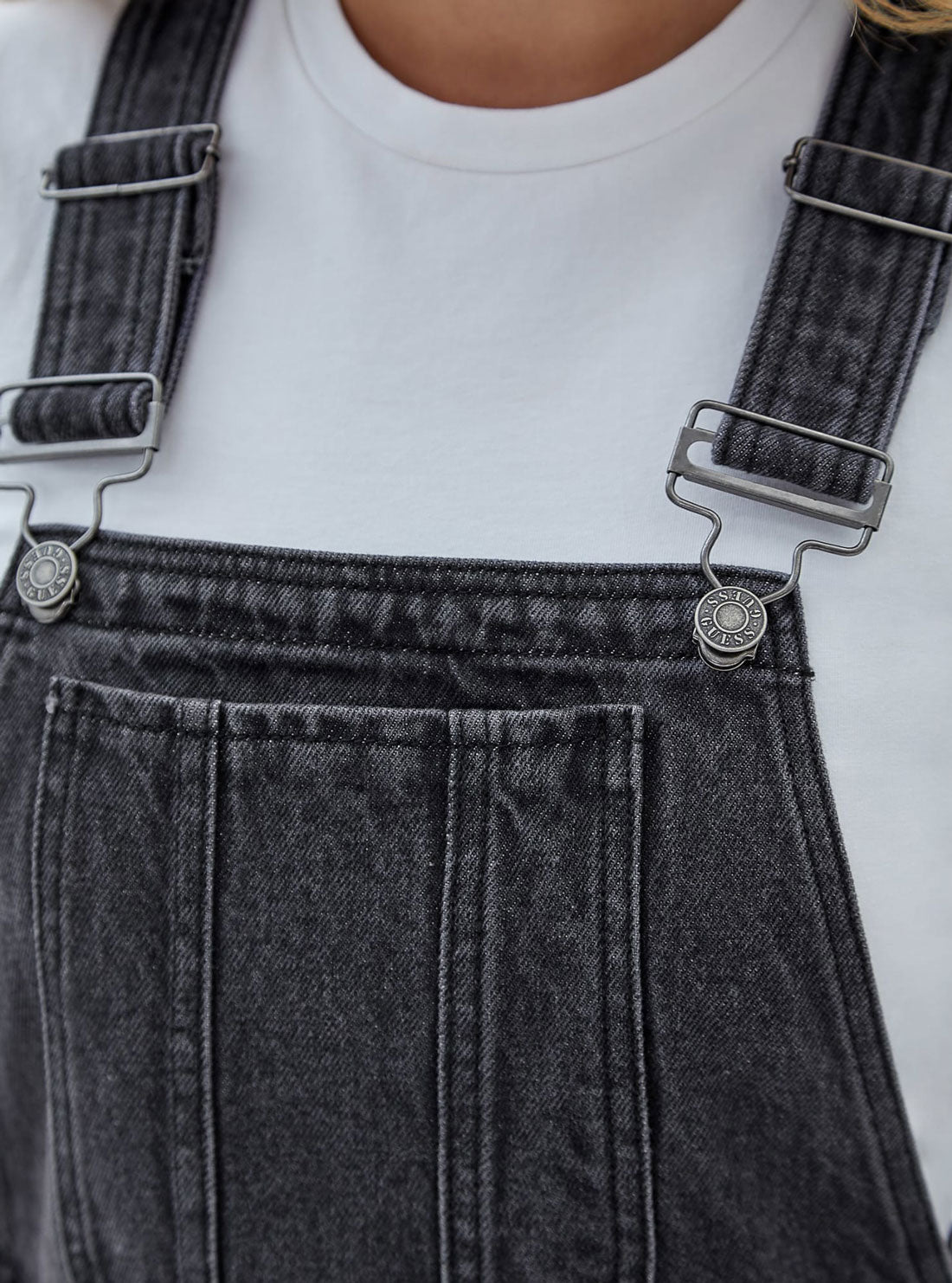 Guess Originals Black Denim Mini Overalls Dress - Stylish & Comfortable for Casual Outings, Parties & Date Nights