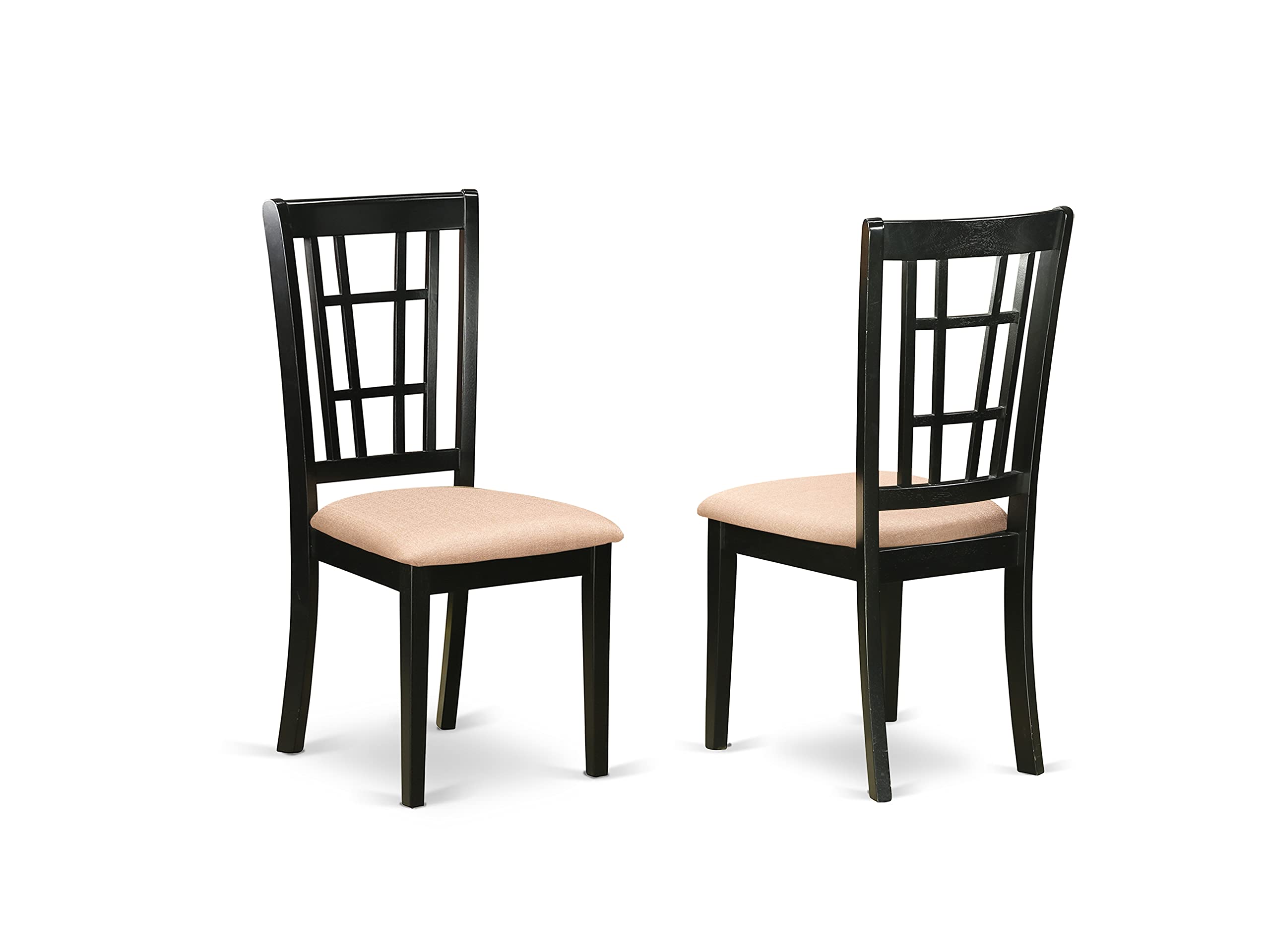 East West Furniture 7-Piece Dining Set - 36x60 Inch Rectangle Table & 6 Upholstered Chairs, Black | Modern Kitchen Table & Chairs for Family Meals, Dinner Parties & Small Spaces