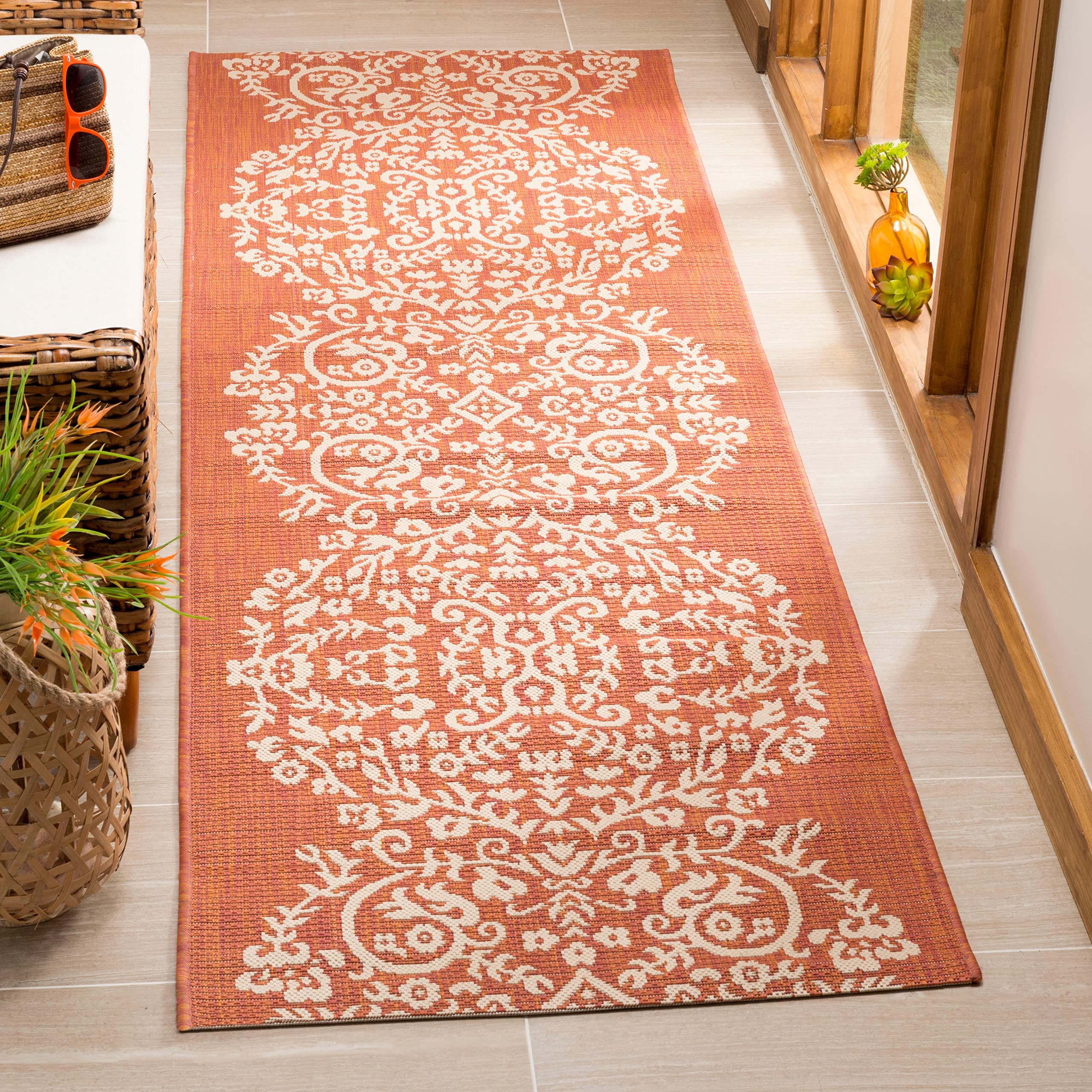Martha Stewart x Safavieh 8x11.2 Feet Hickory MSR4256 Indoor Outdoor Waterproof Rug - Easy Clean, Stain Resistant for Patio, Backyard, Mudroom, Porch, Deck & High Traffic Areas