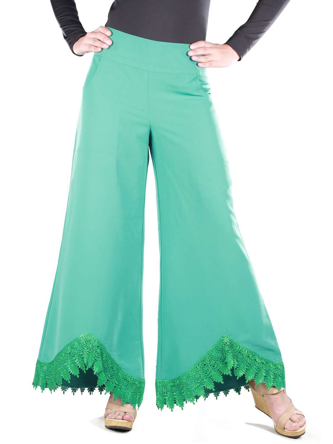 Stylish Light Green Palazzo Pants for Women - Comfortable Wide Leg Lounge Pants - Perfect for Yoga, Travel & Casual Wear